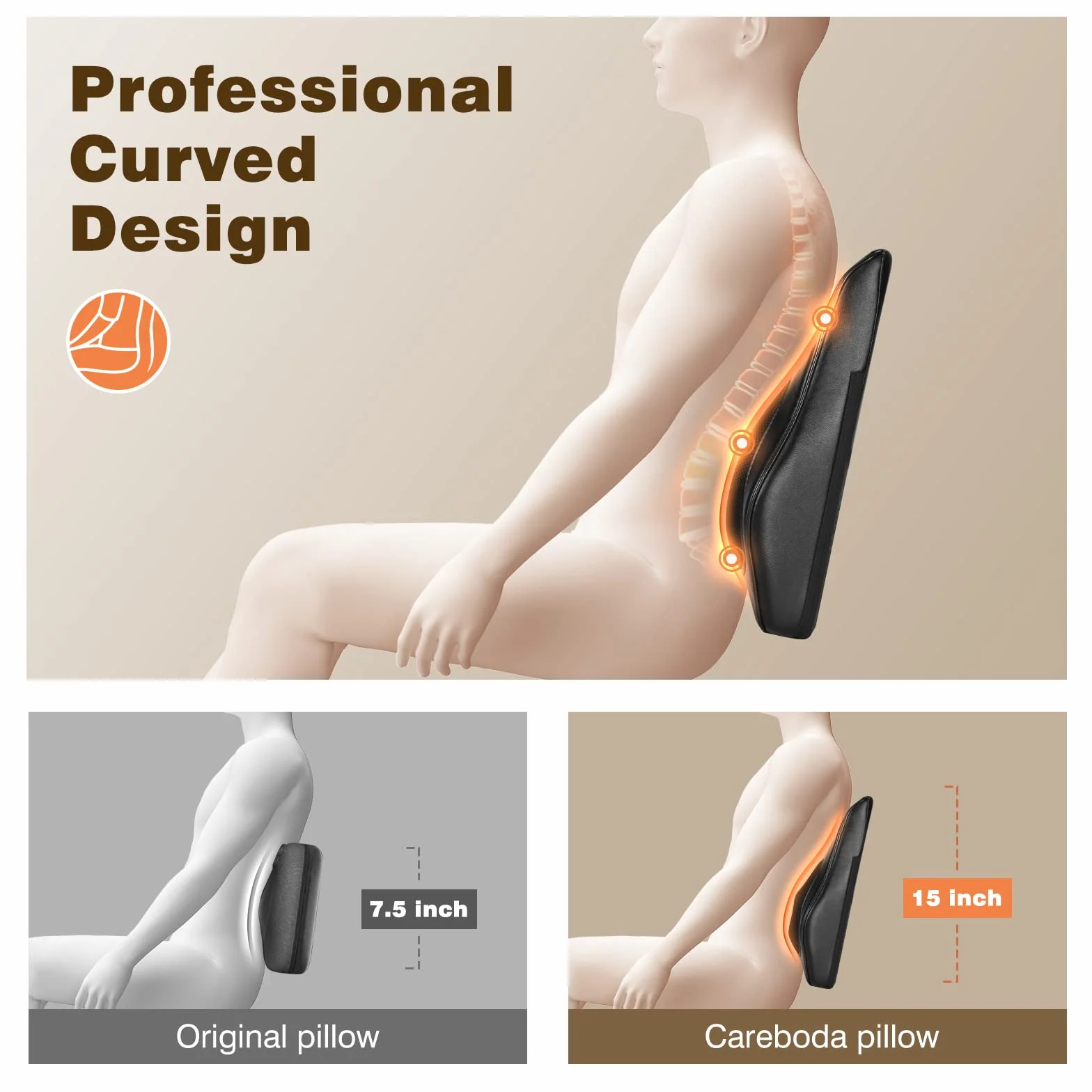 Careboda Shiatsu Back Massager with Heat, 3D głębokie masażu poduszka elektryczna dla ulgi w bólu szyi i pleców, idealna do użytku w domu, biurze i samochodzie, najlepszy prezent dla kobiet i mężczyzn