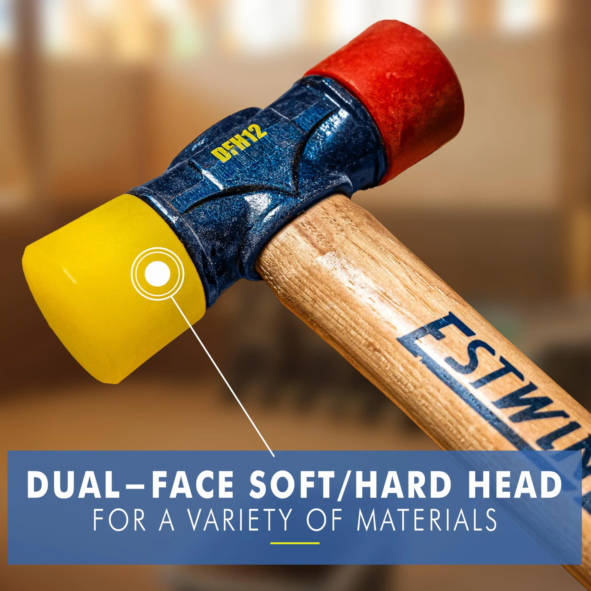 Mallet Hammer, Red & Yellow Rubber, 12-oz. -DFH-12