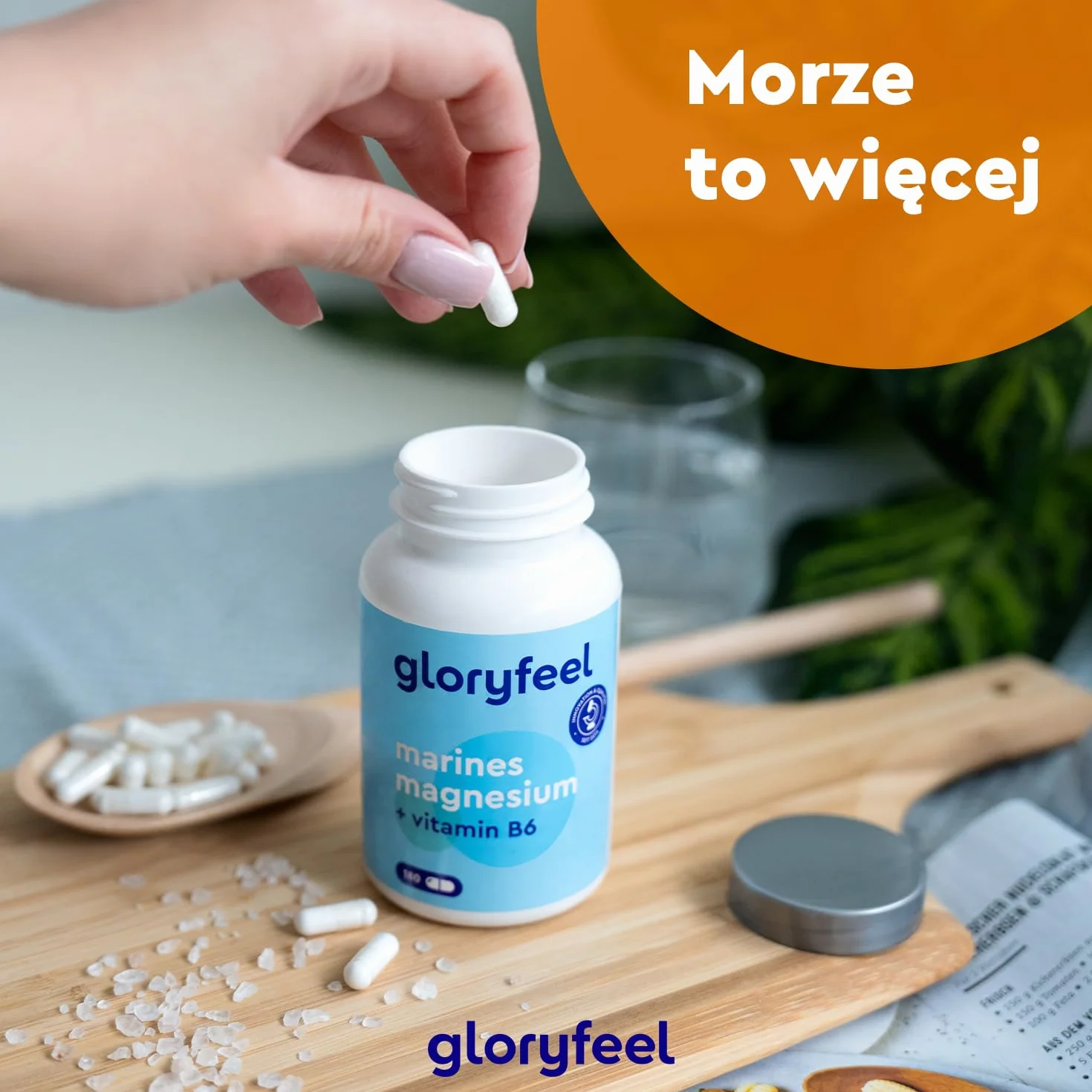 Morski Magnez Czysty Magnez z Soli Morskiej z Witaminą B6 Wegański