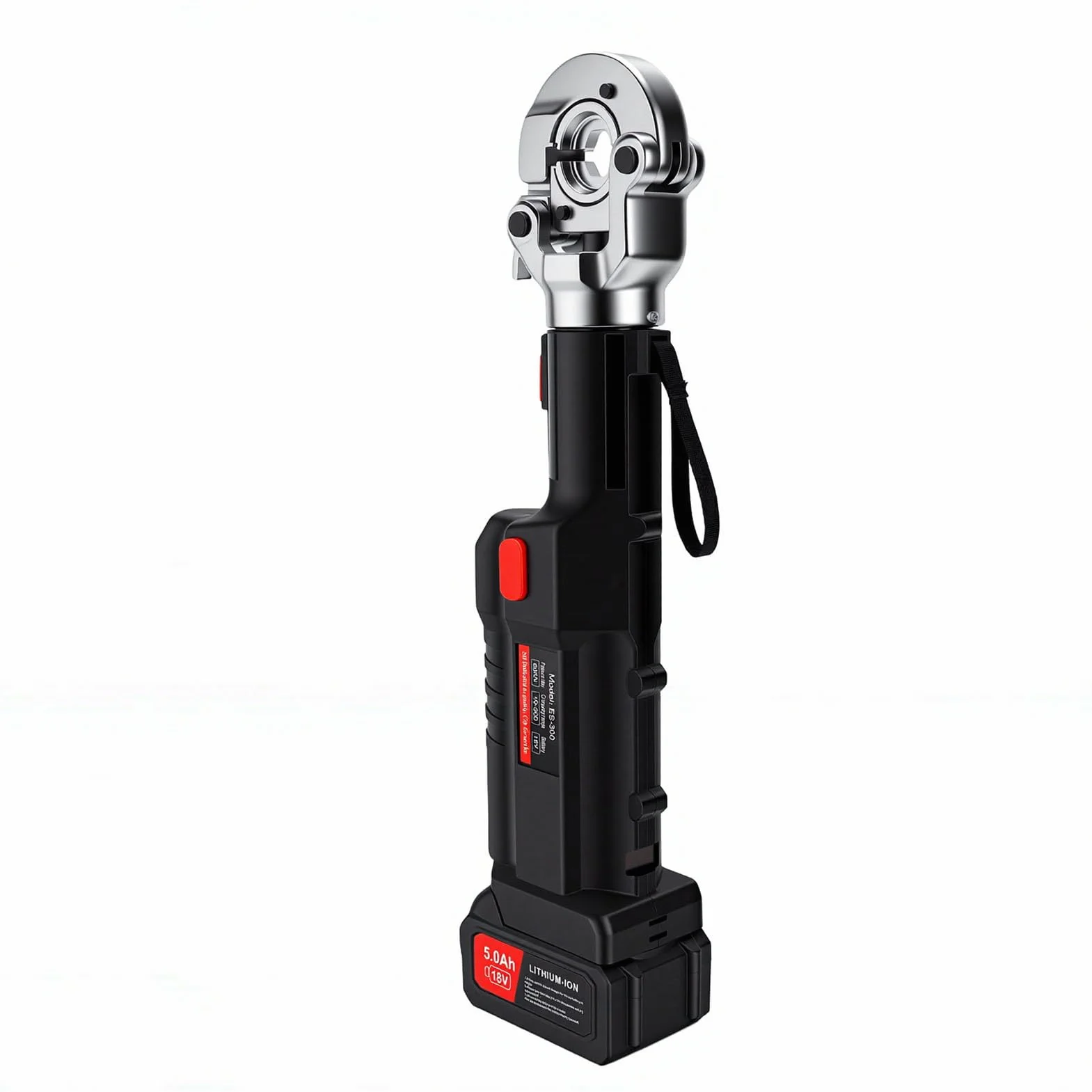 LiebeWH Bezprzewodowe Elektryczne Hydrauliczne Narzędzie do Zaciskania 60 KN, Akumulator 18V, Zaciskarka do Kabli z Wyświetlaczem LED i obrotową głowicą Miedzianych i Aluminiowych
