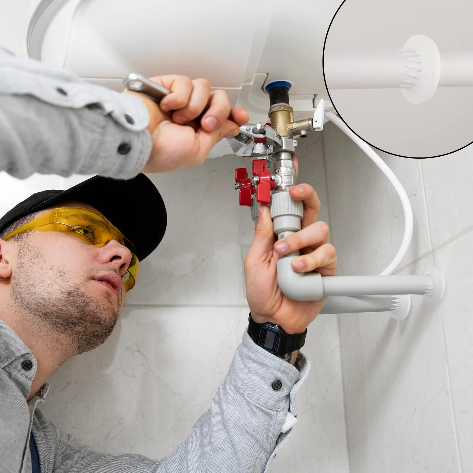 Molain Dekoracja osłony rury wodnej, 5 szt., osłony hydrauliczne, osłona przewodu odpływowego, rozeta PP, plastikowa rozeta, osłona rury toaletowej do rur wodnych (14-29 mm)