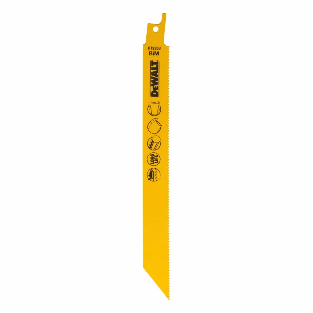 DeWalt Brzeszczoty do piły szablastej BI-Metal (długość całkowita: 203 mm, podział zębów: 1,8 mm, do szybkiego cięcia stali i metali nieżelaznych, blachy, rur i profili (3-8 mm) - duże opakowanie)