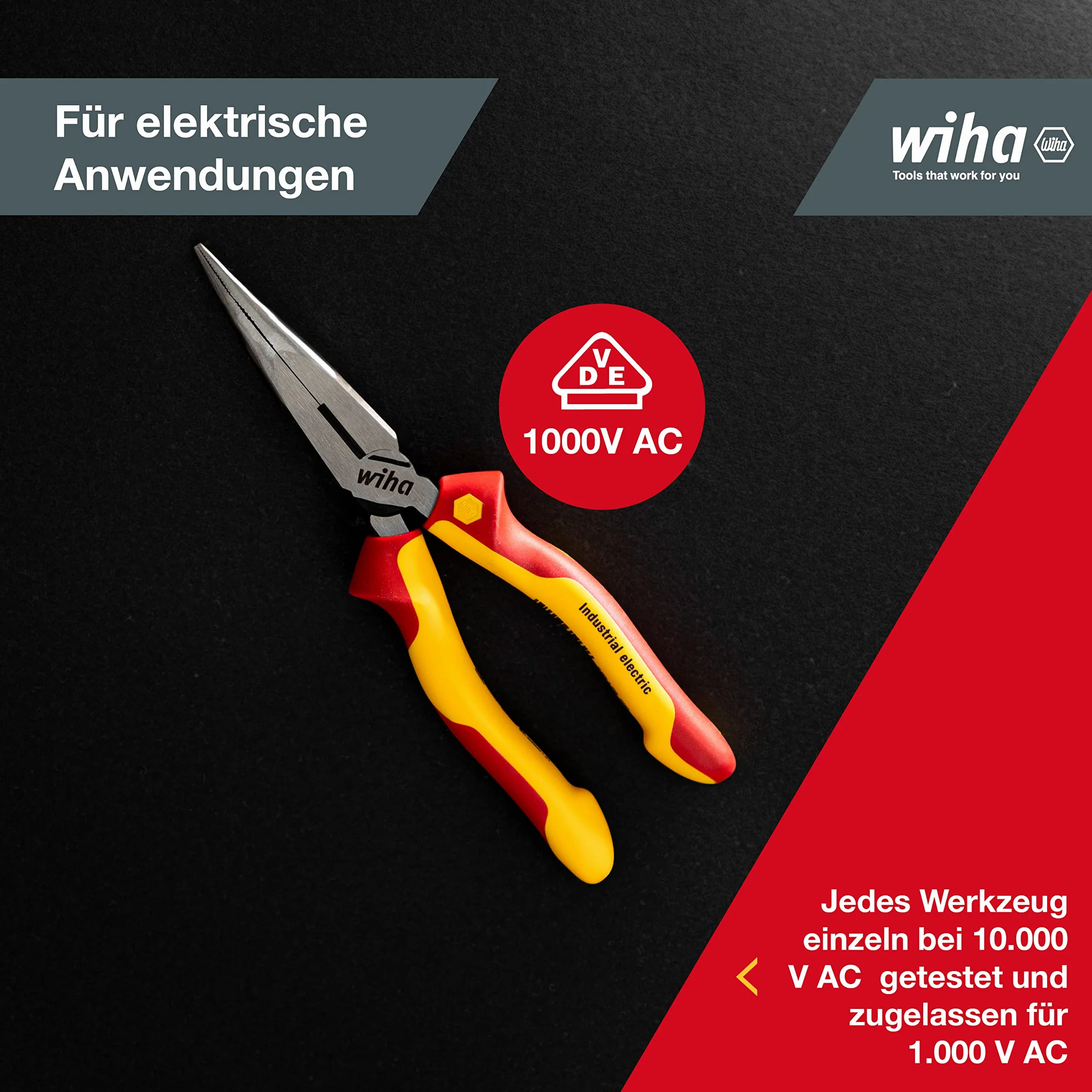 Wiha Szczypce płaskie okrągłe Industrial electric 200 mm 40° VDE 38859