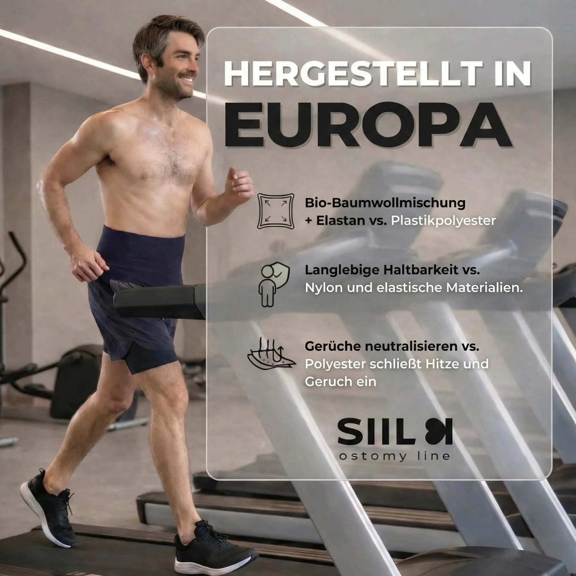 SIIL Pas stomijny dla mężczyzn i kobiet Niebieski | Osłony na worki stomijne | Kolostomijny i ileostomijny | Kieszonka Do sportu i pływania