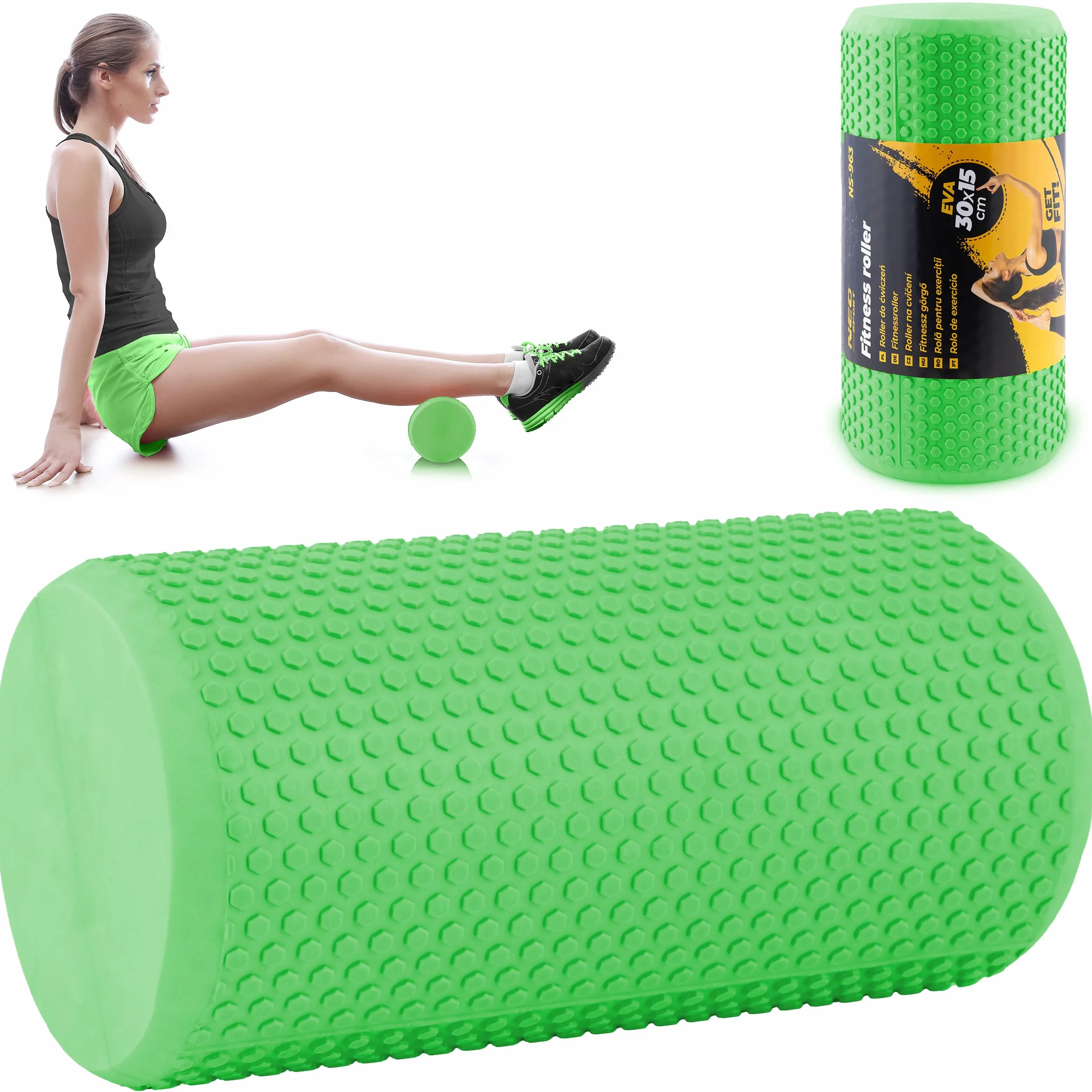 Neo-Sport Roller roler do masażu do ćwiczeń wałek crossfit masażer NS-963 zielony