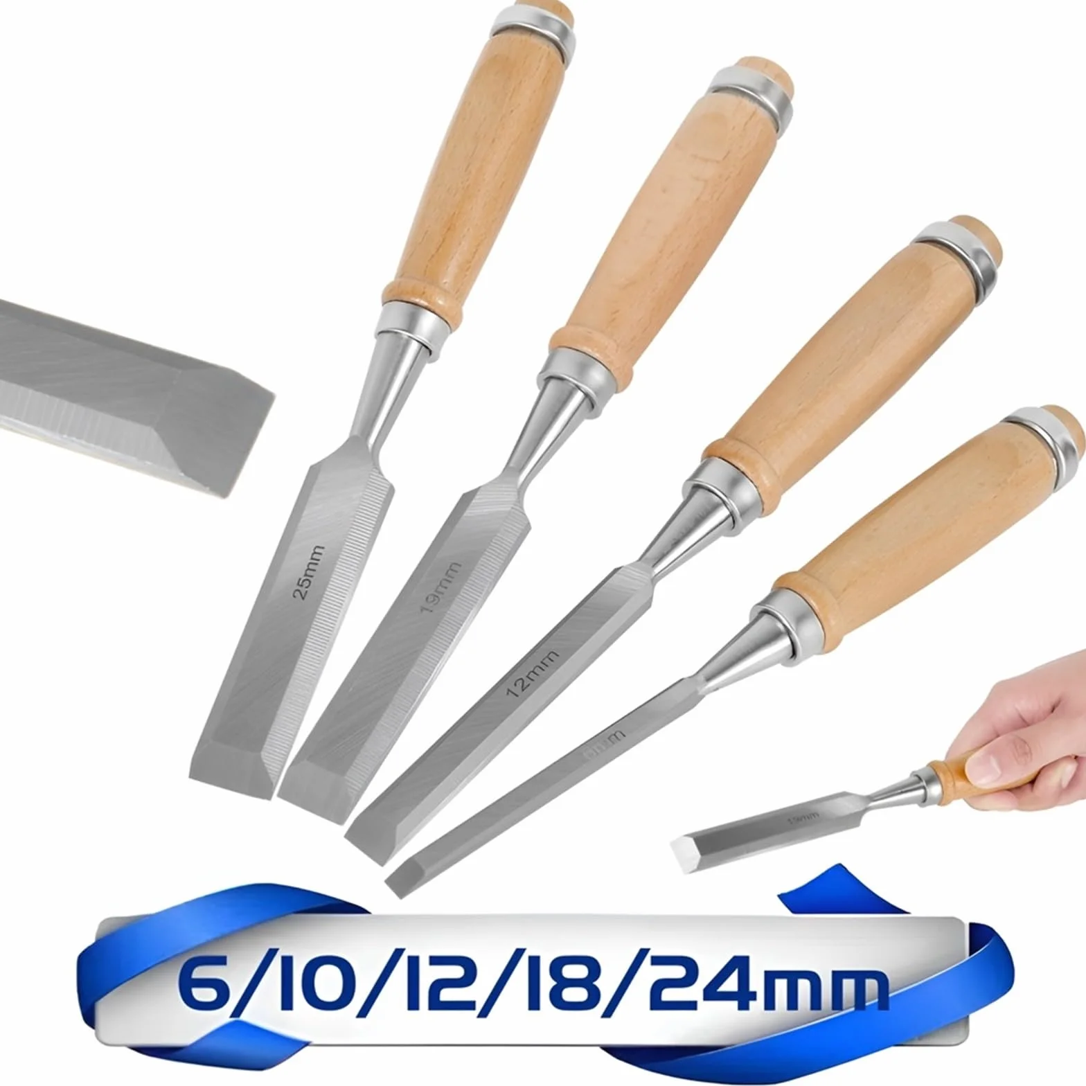 Zestaw do rzeźbienia w drewnie 1/5 szt. Zestaw dłut do drewna Ostre dłuta do rzeźbienia w drewnie ze stali chromowo-wanadowej z uchwytami bukowymi Ergonomiczne narzędzia do rzeźbie