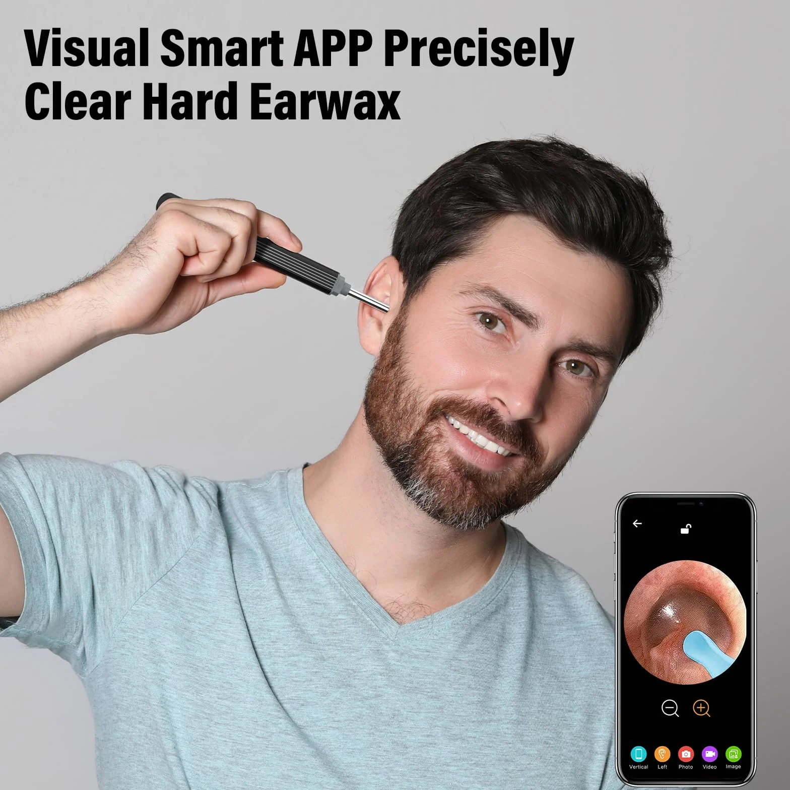 Otoskop do usuwania woskowiny, 1080p, urządzenie do czyszczenia uszu z kamerą, WiFi z kamerą, wodoszczelność IP67, kamera do uszu z 6 diodami LED – otoskop, do iPhone'a, Android, iPada, czarny