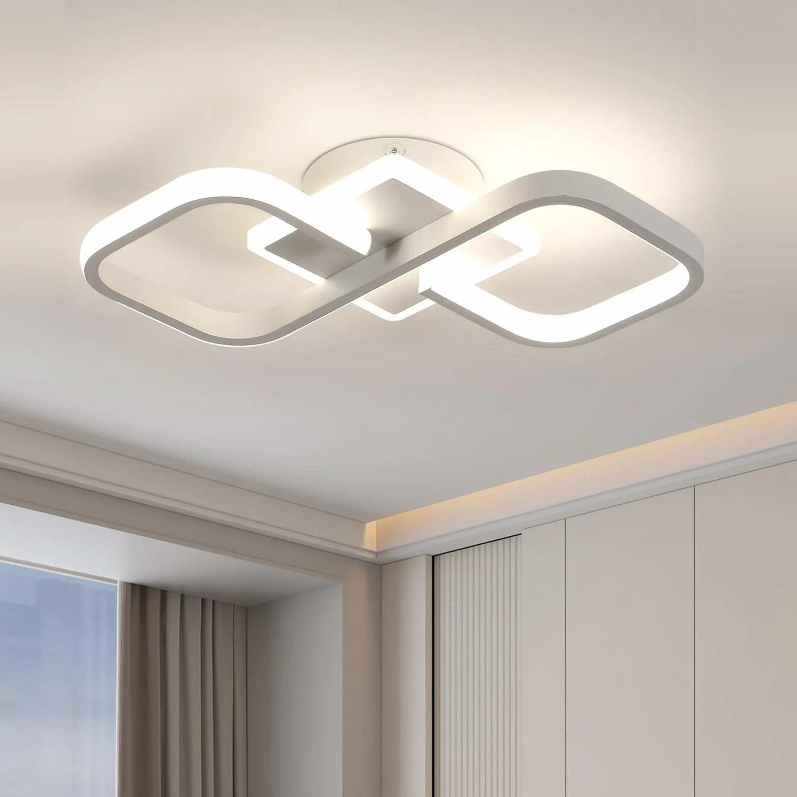 Comely Nowoczesny Kwadratowy Plafon LED, 36W 4050LM 40.5cm Lampa Sufitowa LED, Biała Akrylowa Wewnętrzna Oprawa Sufitowa Do Sypialni, Salonu, Korytarza, Światło Naturalne 4500K