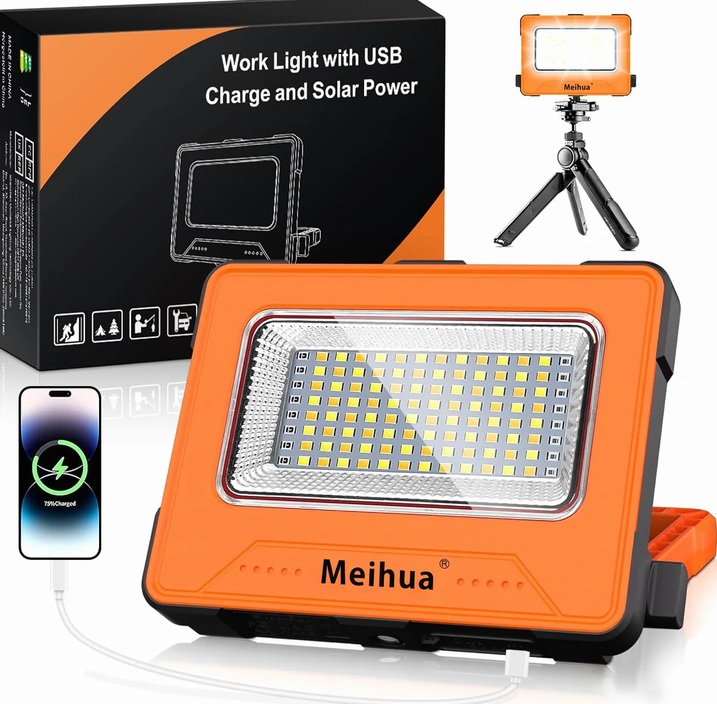 MEIHUA Lampa robocza LED 60W 10000mAh reflektor budowlany akumulatorowy wodoszczelny 4 tryby