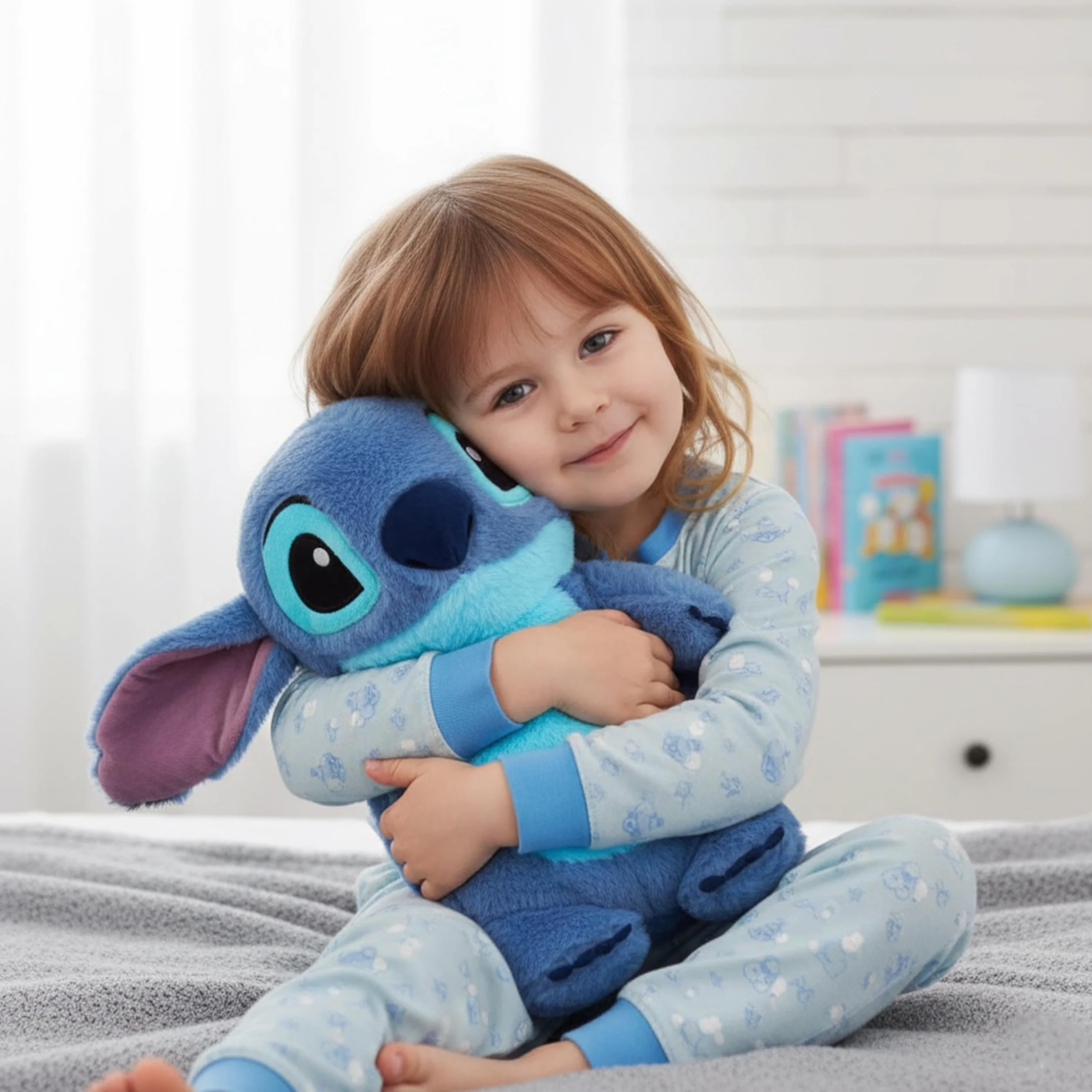 DISNEY Stitch Gumowy termofor z MIĘKKĄ poszewką, DUŻY ogrzewacz w pokrowcu NA WODĘ, Maskotka 750 ml (Stitch)