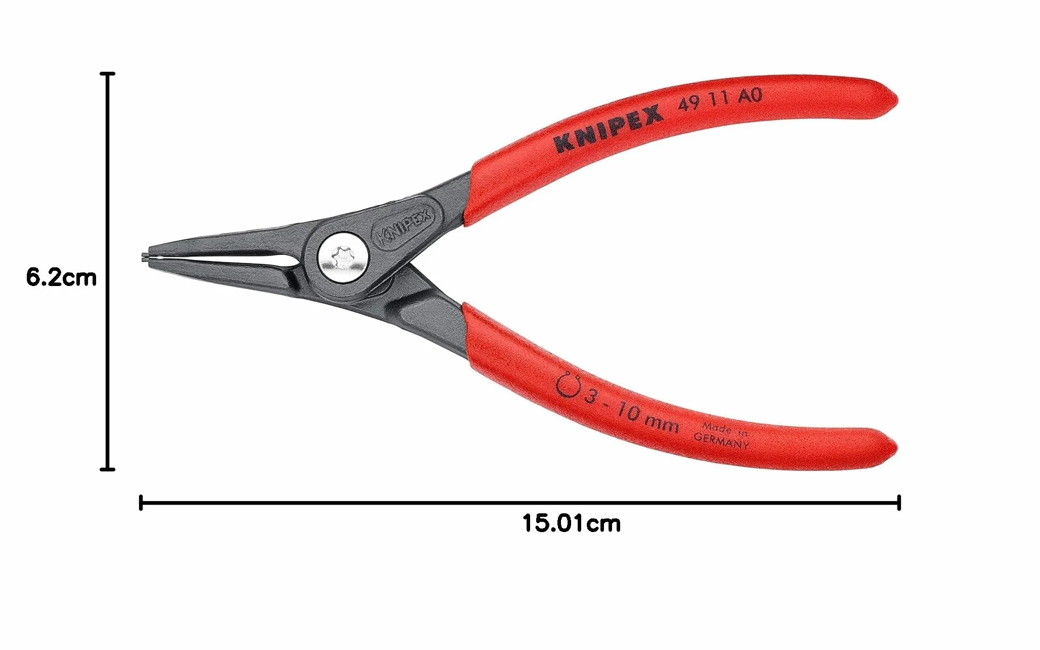 KNIPEX Precyzyjne szczypce do pierścieni osadczych do montażu pierścieni zewnętrznych na wałach fosforanowana, szara pokryte, 49 11 A0