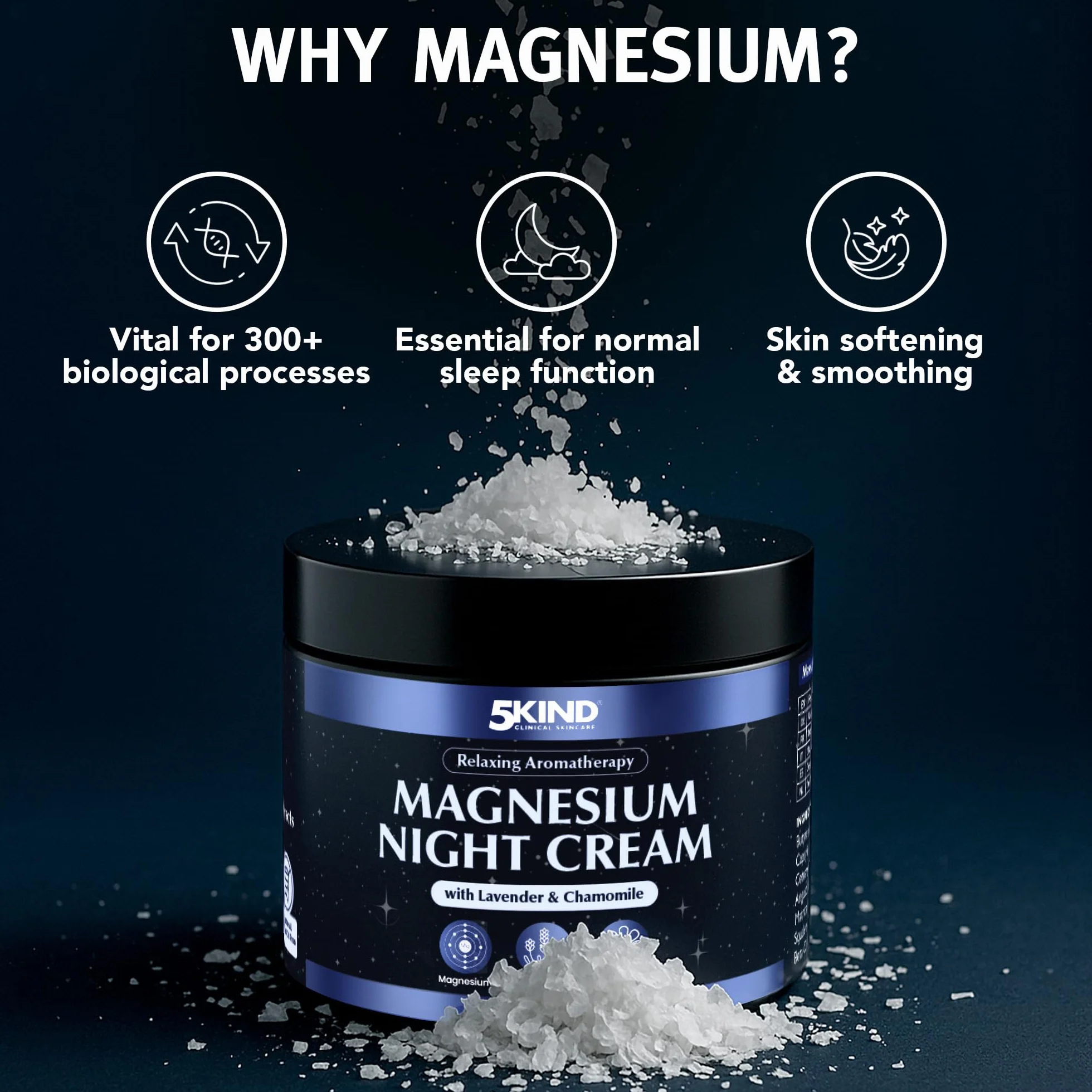 5Kind Magnesium Sleep Cream 100 ml – Relaksujący Magnezowy Balsam do Stosowania Przed Snem z Lawendą i Rumiankiem – Kojąca Aromaterapia z Ekstraktami Lawendy i Rumianku – Naturalne Wsparcie Dla Snu