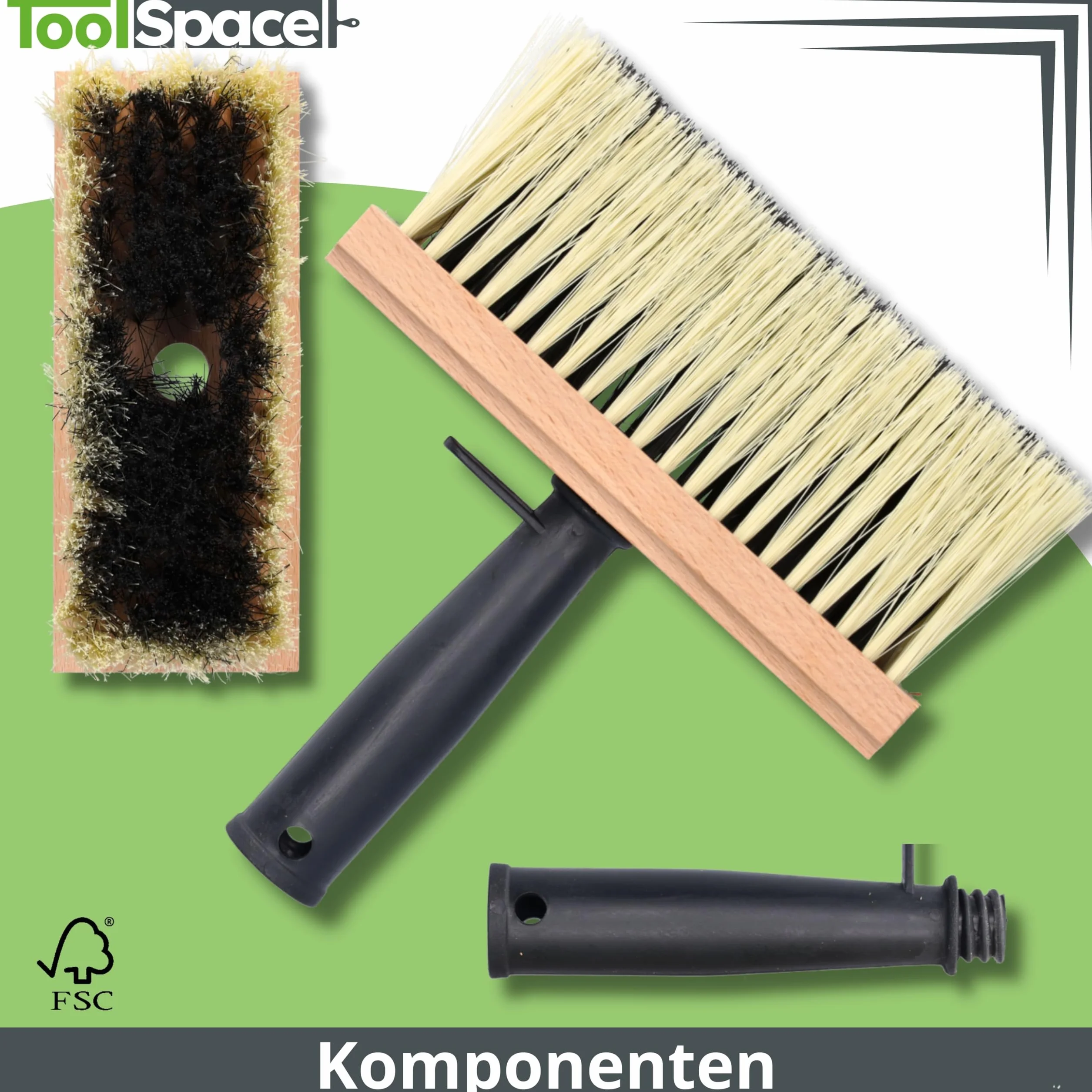 ToolSpace Pędzel Chlapak 170 mm - Nakrapiacz murarski - Do zacierania tynków, mas, lepików, do gruntowania - Polipropylenowe włosie, Erognomiczna, drewniana rączka - Solidna konstrukcja, Mocne włosie