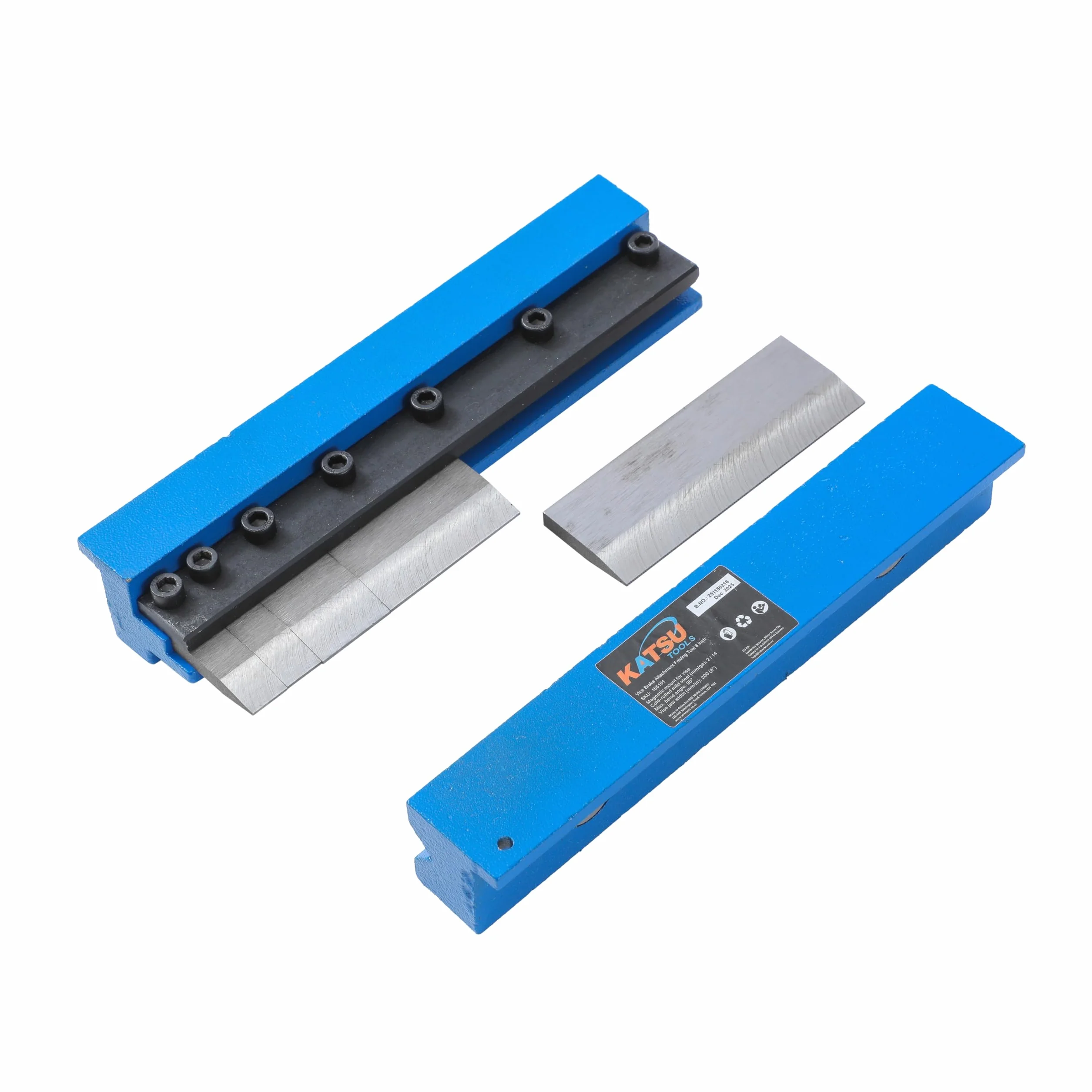 KATSU Tools 8 cali 200 mm mocowanie imadła metalowe mocowanie do giętarki hamulca - zginanie maksymalna pojemność 14 Ga/2 mm stal miękka i aluminium 1/8" (3 mm) aluminium, model 165161