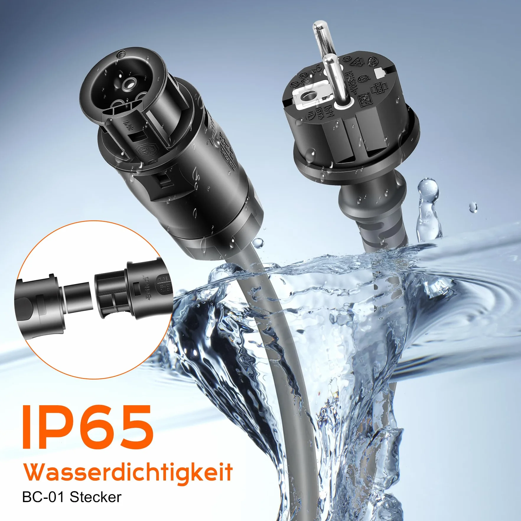 BC-01 kabel 3 m, gniazdo BC01 z wtyczką Schuko, kabel przyłączeniowy, elektrownia balkonowa, kabel przyłączeniowy Betteri BC-01 do kuchenki mikrofalowej Envertech, TSUN, NEP, Hoymiles (HM
