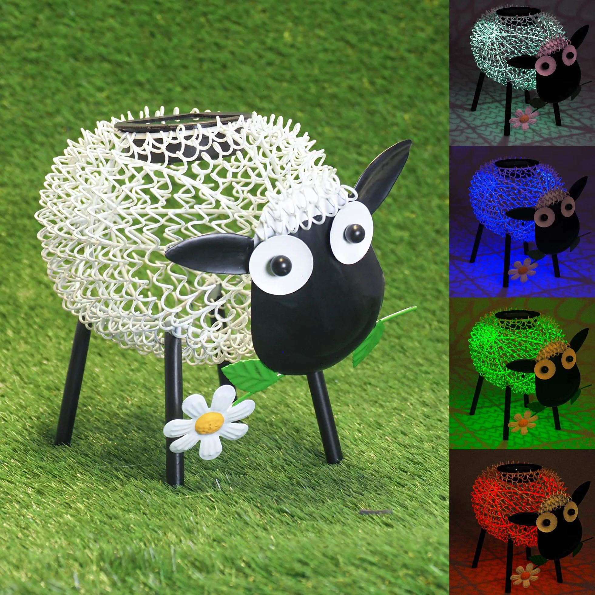 Lampy solarne zewnętrzne Gadgy owce dekoracje ogrodowe metalowe z efektem cienia