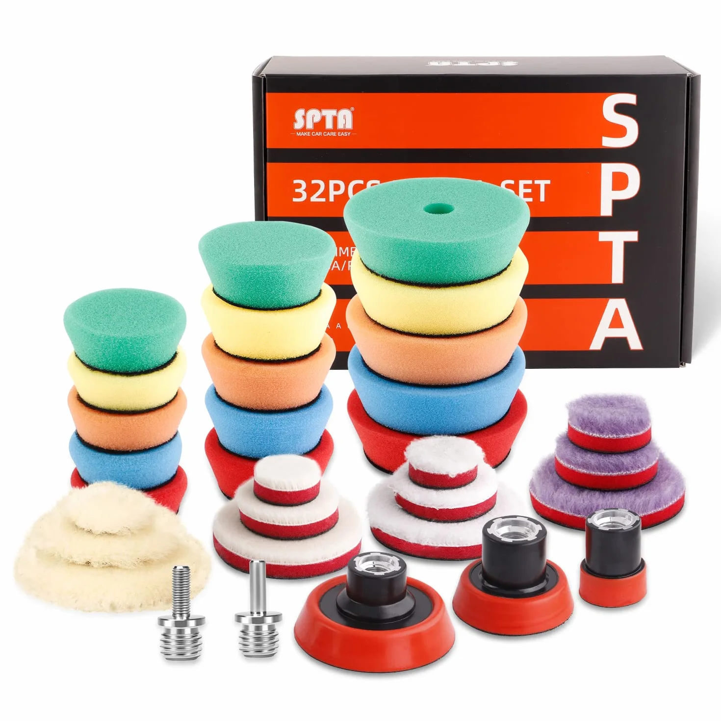 SPTA gąbka polerska 32-częściowa 25 mm 50 mm 80 mm M14 adapter do wiertarki