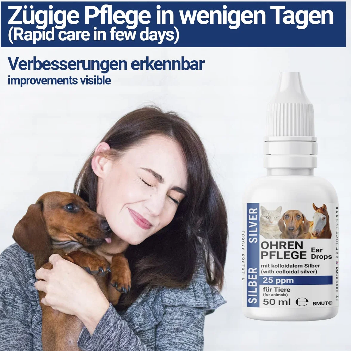 Krople do uszu dla psów i kotów z kolloidalnym srebrem 25 ppm 50ml