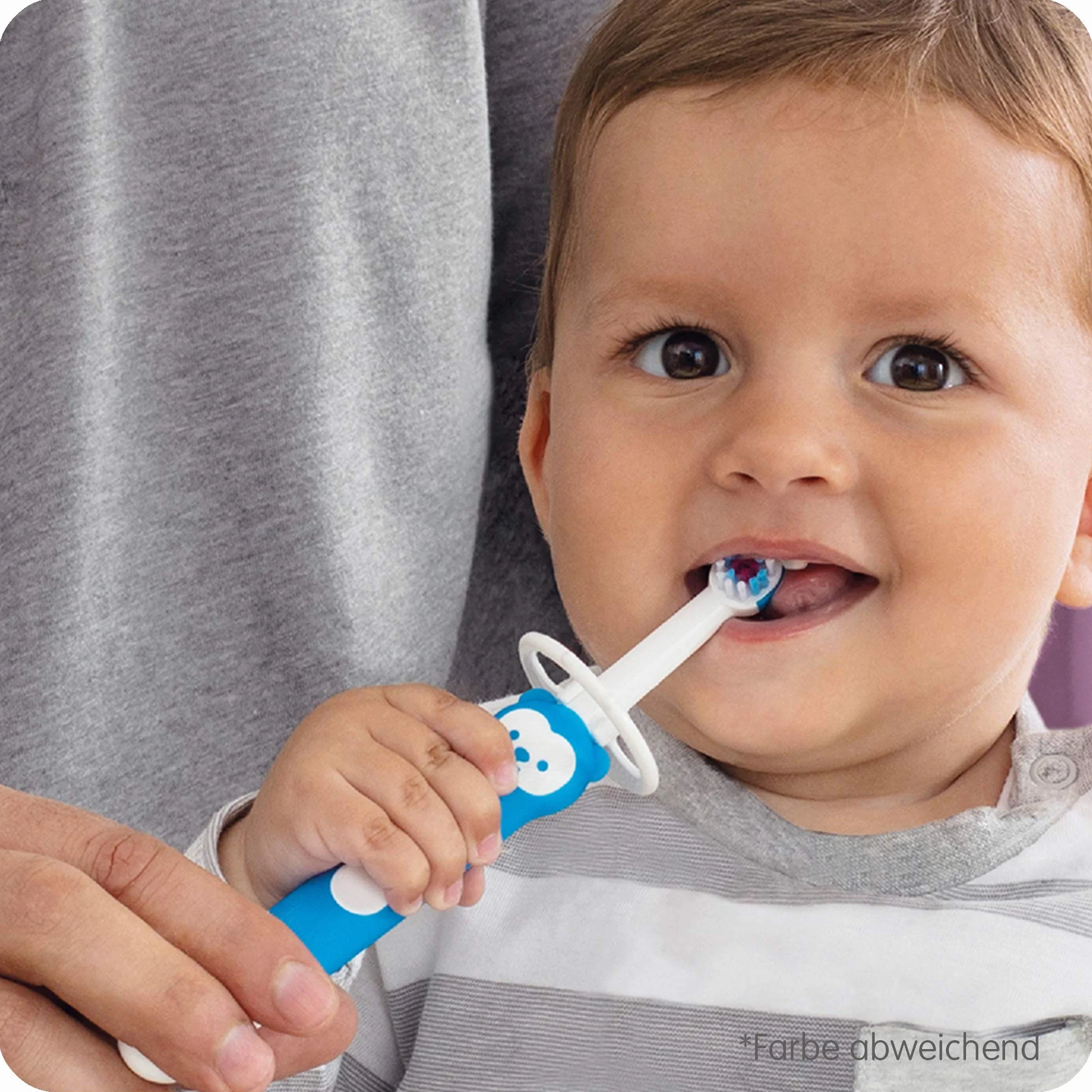 MAM Learn to Brush Set, szczoteczka do zębów dla niemowląt z długim uchwytem do wspólnego trzymania, szczoteczka do zębów dla dzieci trenuje mycie zębów, od 5+ miesięcy, różowa