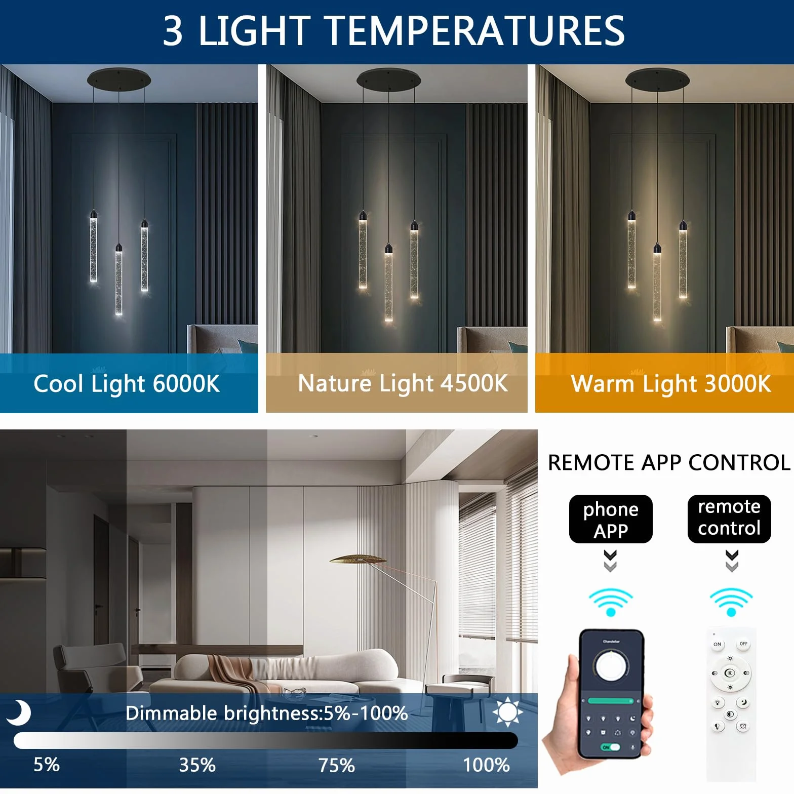 Mini czarny żyrandol z 3 światłami na wyspę kuchenną nowoczesny kryształowy wisiorek LED lampa wisząca regulowana ściemniana lampa wisząca do jadalni, sypialni, lampy sufitowe podwieszane