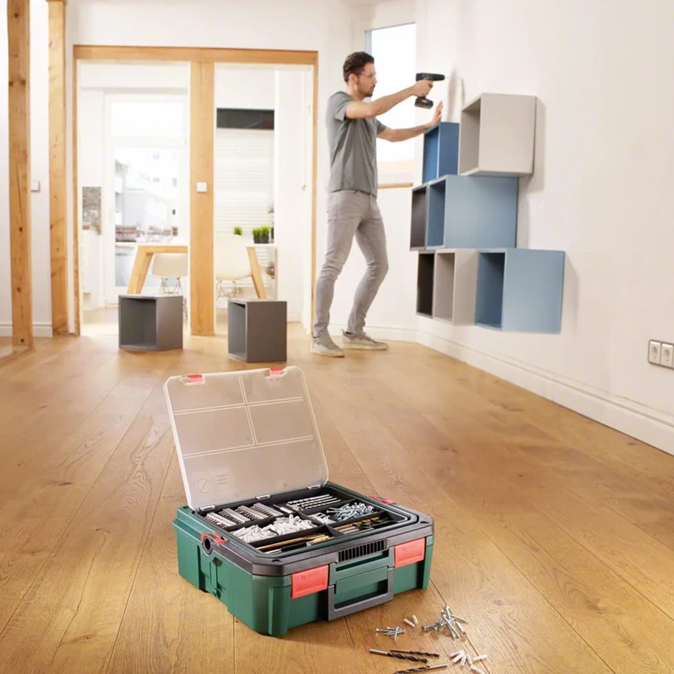 Bosch Home and Garden Akku Bohrschrauber PSR 1800 Li-2 (2 Akkus, 18 V, 241-teiliges Zubehörset, w Systembox)