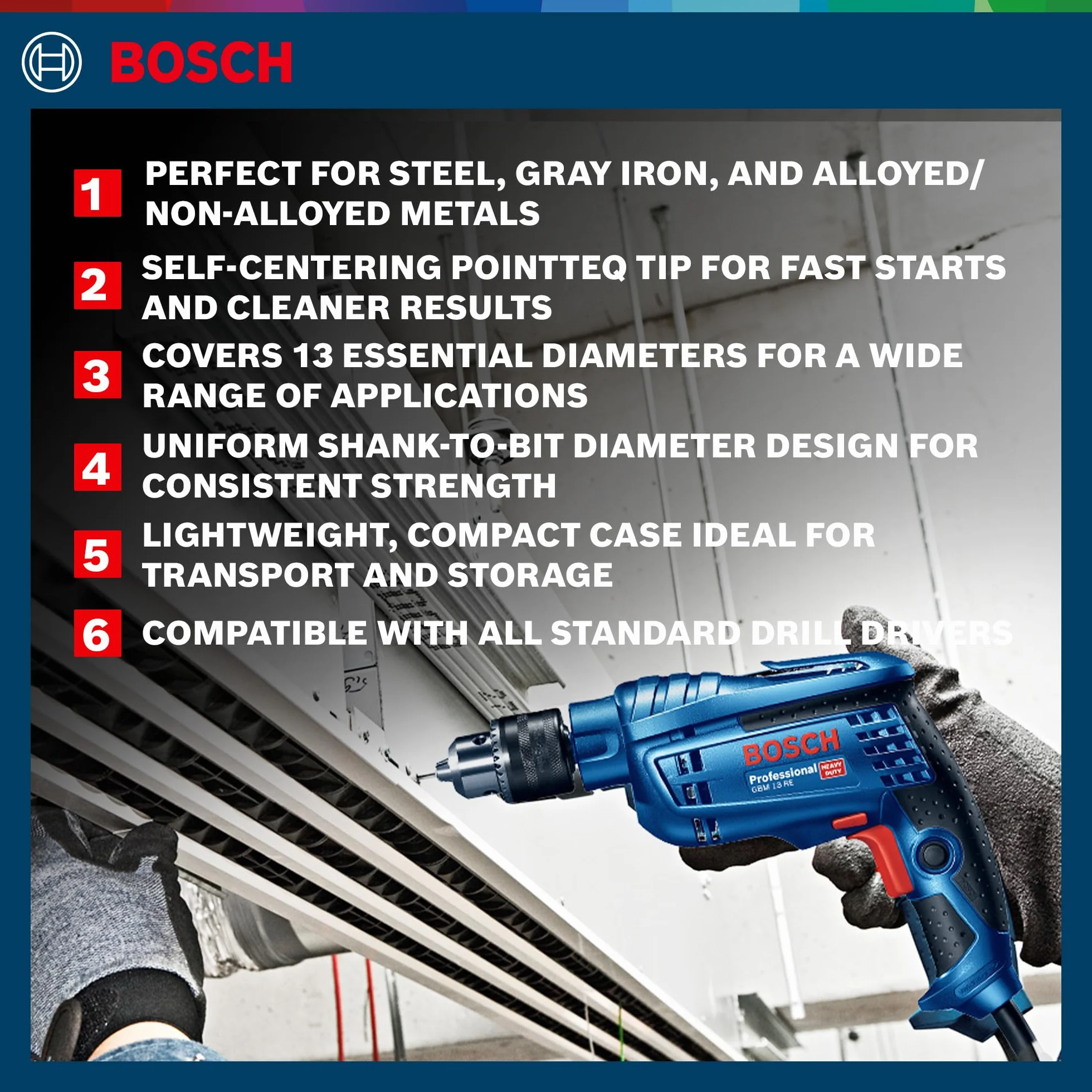 Bosch Professional 2608577348 Bosch 10-częściowy HSS PointTeQ, 1-10, kaseta