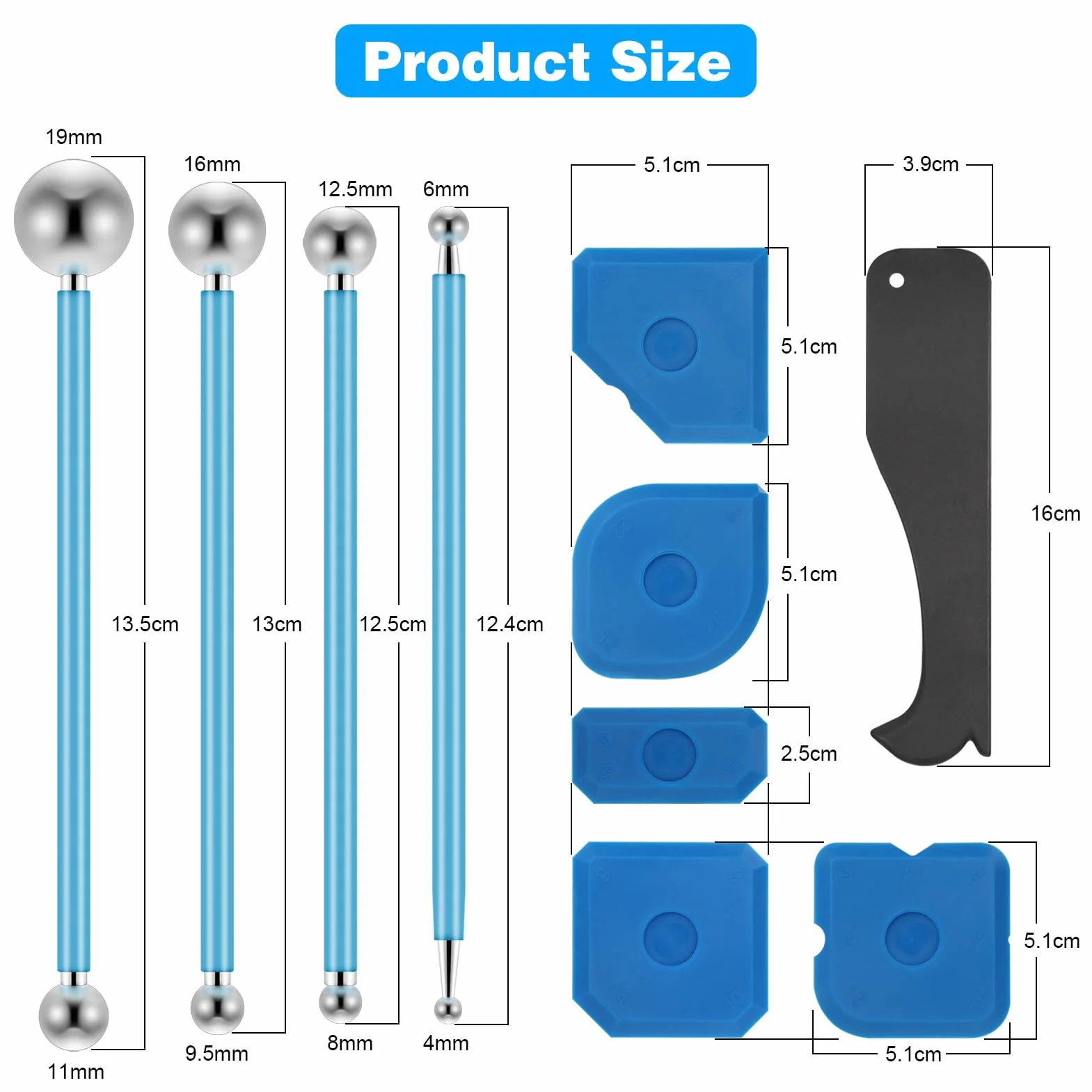 Zestaw 10 narzędzi do skrobaków, 4 ściągacze metalowe, 5 wygładzaczy silicone, 1 skrobak z tworzywa sztucznego, 1 ściągacz fug silicone, narzędzie do usuwania silikonu