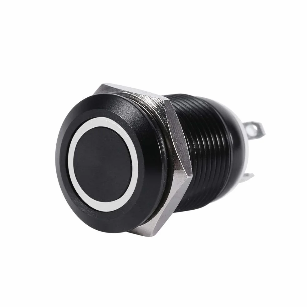 12 mm chwilowy przełącznik przyciskowy 12 V LED światło przełącznik samochodowy metalowy chwilowy włącznik wł./wył. zatrzask (biały)