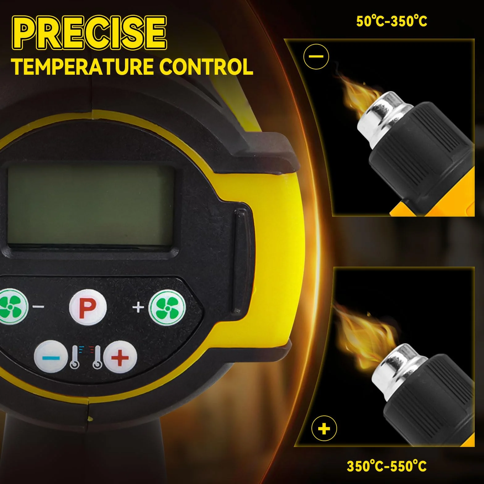 Bezprzewodowa opalarka do baterii DEWALT 20 V, bezprzewodowy pistolet na gorące powietrze z 5 dyszami, ustawienia 2-temperaturowe maks. 550°C, do rur termokurczliwych, folii winylowych, rzemiosła