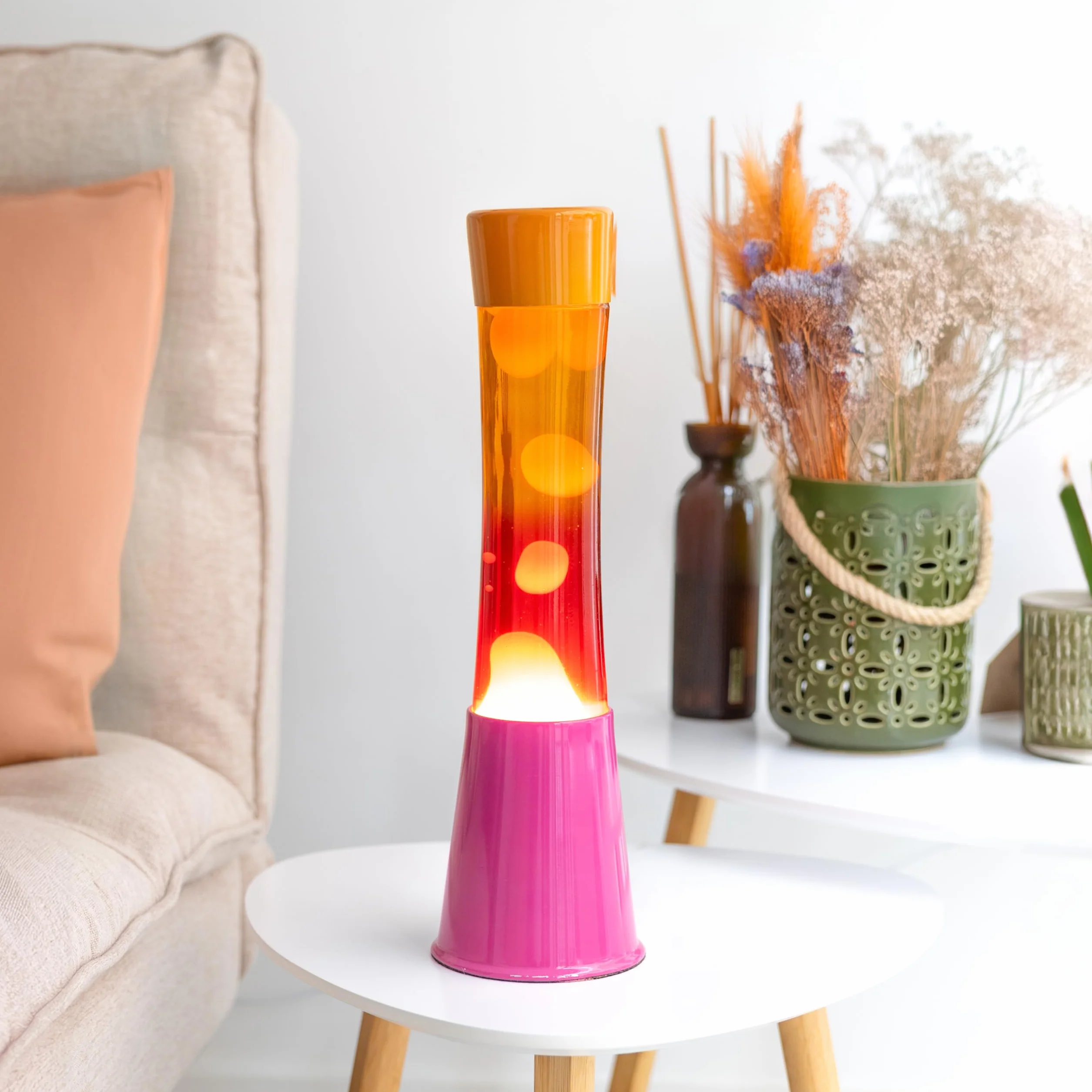 Fisura Lampa lawowa ombre różowo-pomarańczowa 11 cm x 11 cm x 39,5 cm z zapasową żarówką