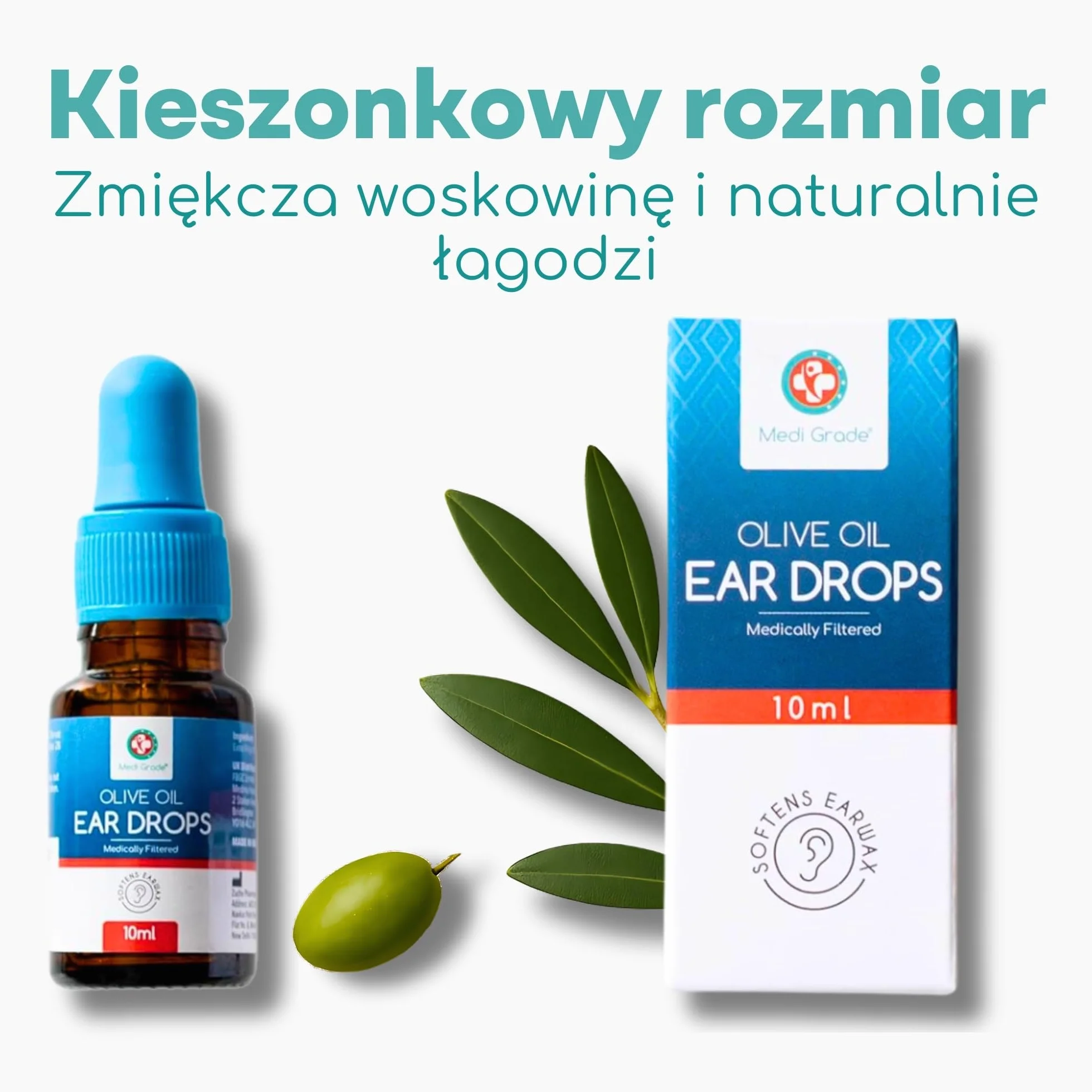 Krople do Uszu do Usuwania Woskowiny 100% Czysta Oliwa z Oliwek 10 ml