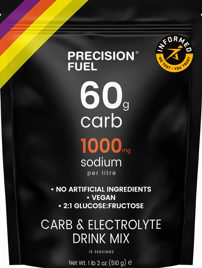 Precision Fuel Carb & Electrolytes Powder Drink Mix – Wysokowydajny Napój Energetyczny, 60g Węglowodanów, 1000mg Sodu, Produkt Wegański