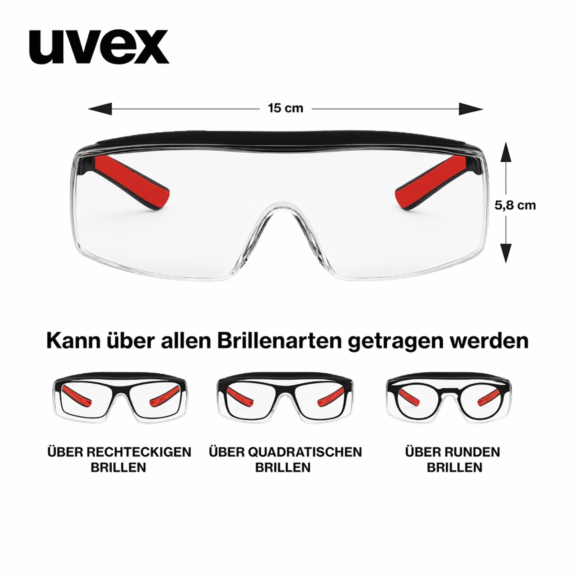 Uvex Super F OTG okulary ochronne dla osób noszących okulary, ochrona przed zaparowaniem, na zewnątrz bardzo odporne na zarysowania i chemikalia