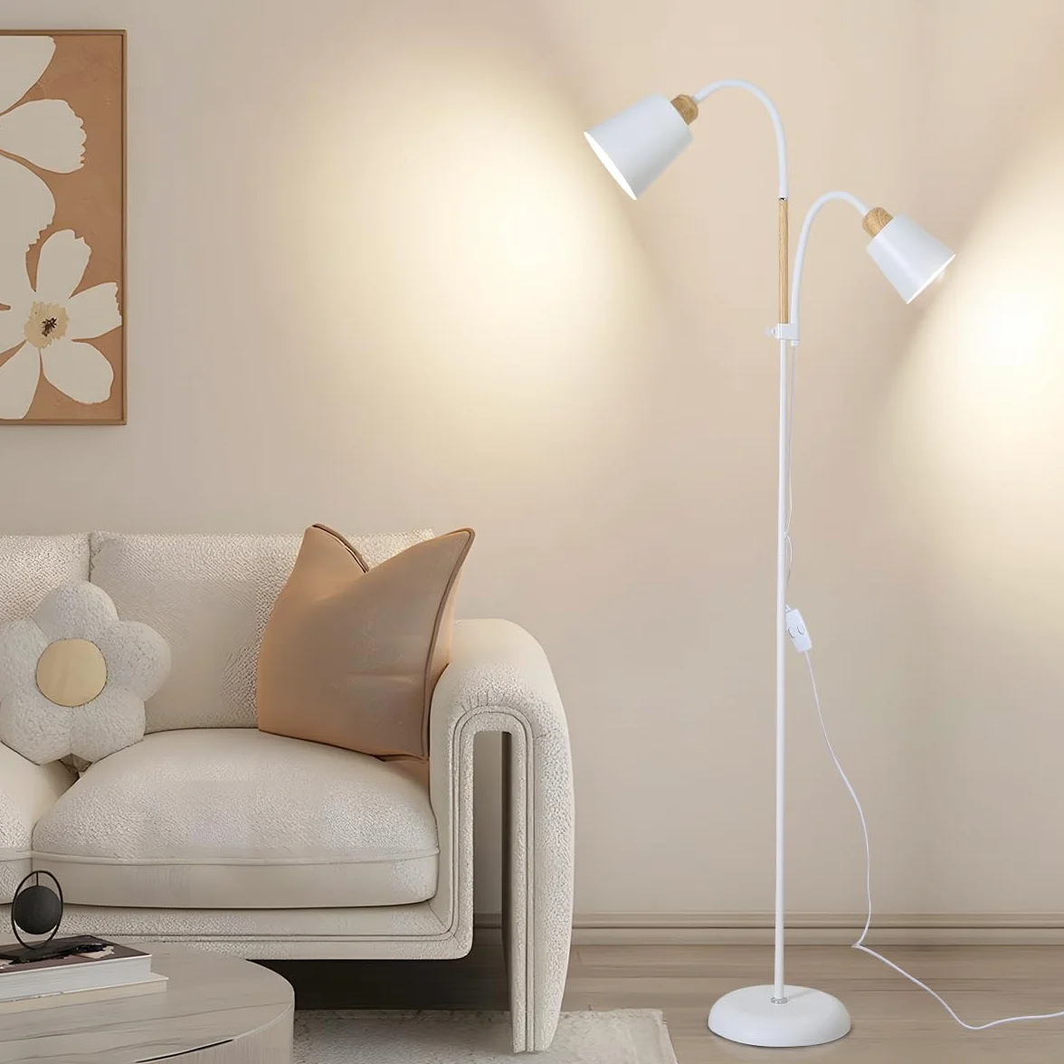 Lampa podłogowa YOYO z lampką do czytania | Gniazdo E27 maks. 60 W (Biały)