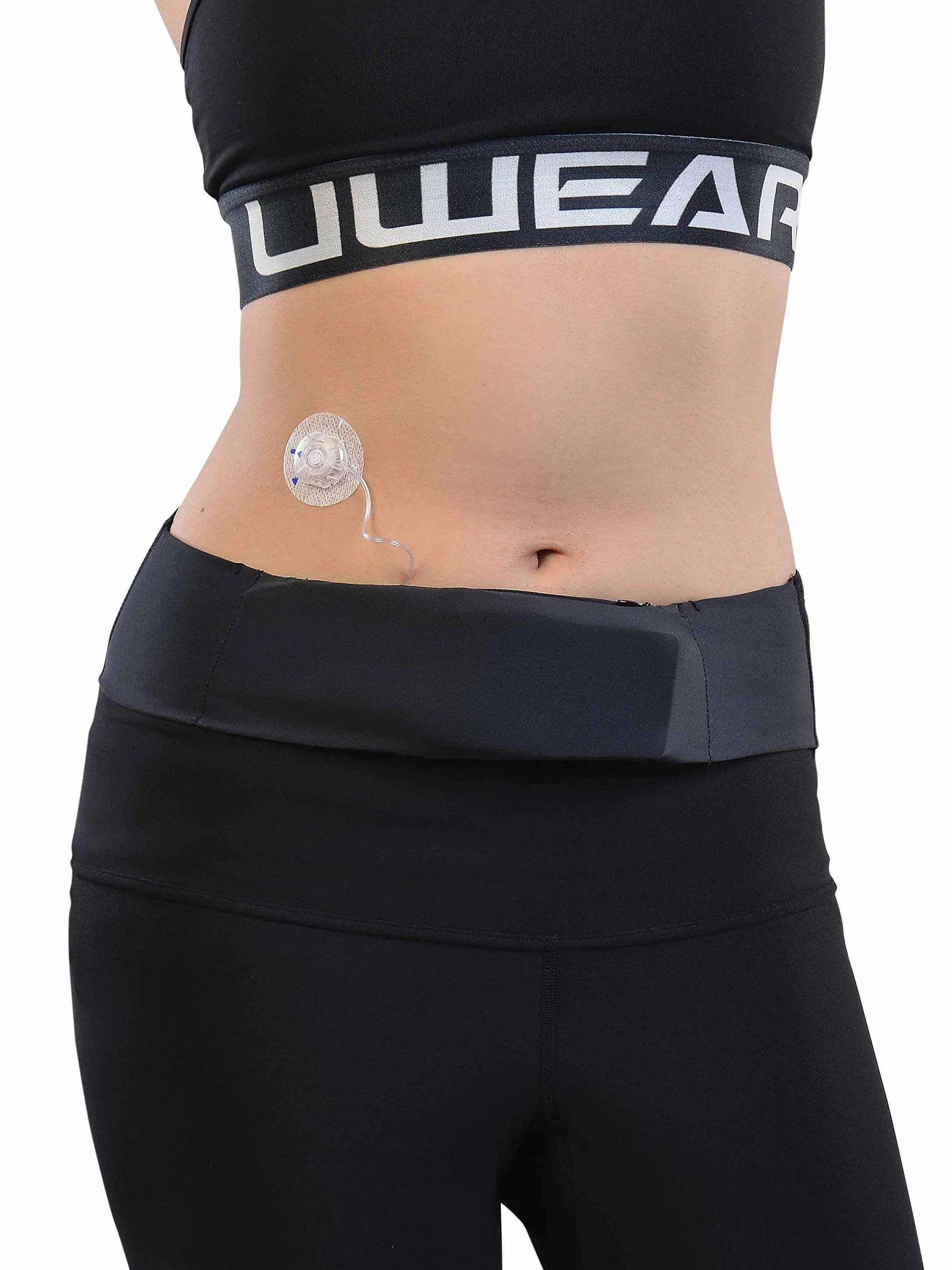 Dia-BellyBand - Pas diabetologiczny do pompy insulinowej z otworami na przewody - Dla dzieci i dorosłych z cukrzycą. Idealny do uprawiania sportu i podróży. (M (82-92 cm))