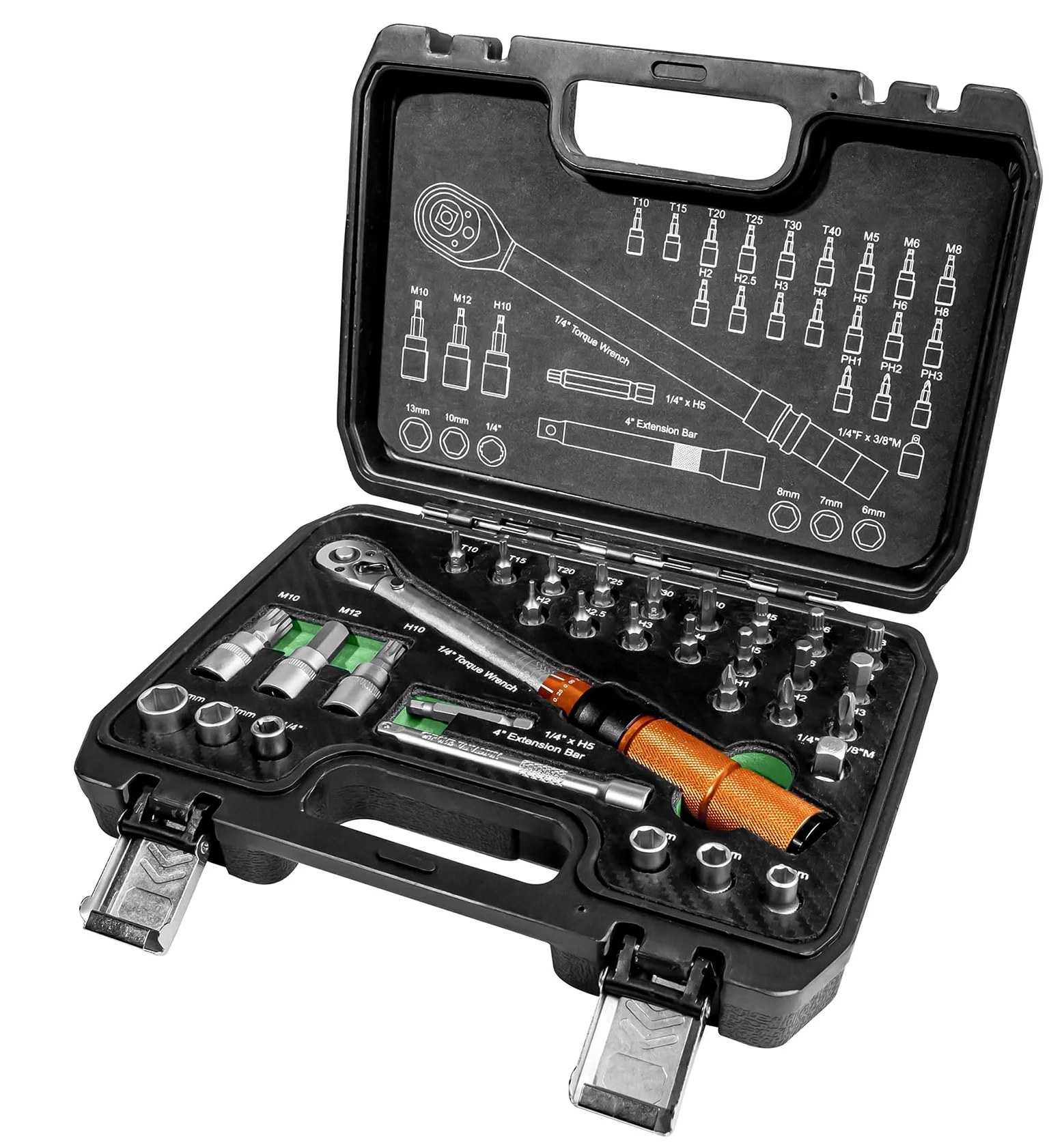 Brüder Mannesmann Zestaw kluczy dynamometrycznych 1/4", 32-częściowy | M18315