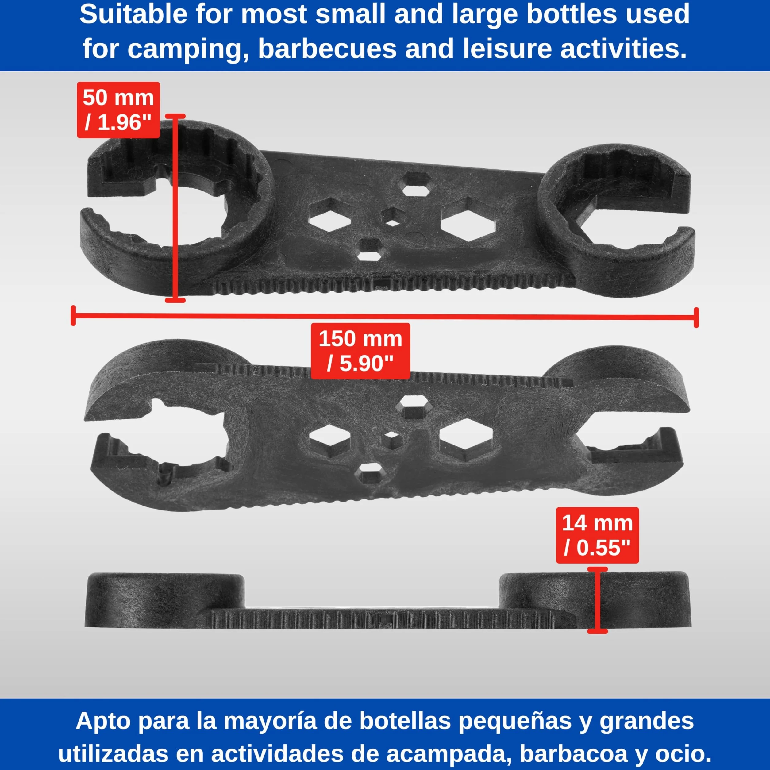 Klucz do butli gazowych 8 w 1, 2 szt, Czarny, klucz do małych i dużych butli, adapter do reduktora ciśnienia, butla gazowa, nakrętka przyłączeniowa węża, reduktor ciśnienia reduktora gazowego