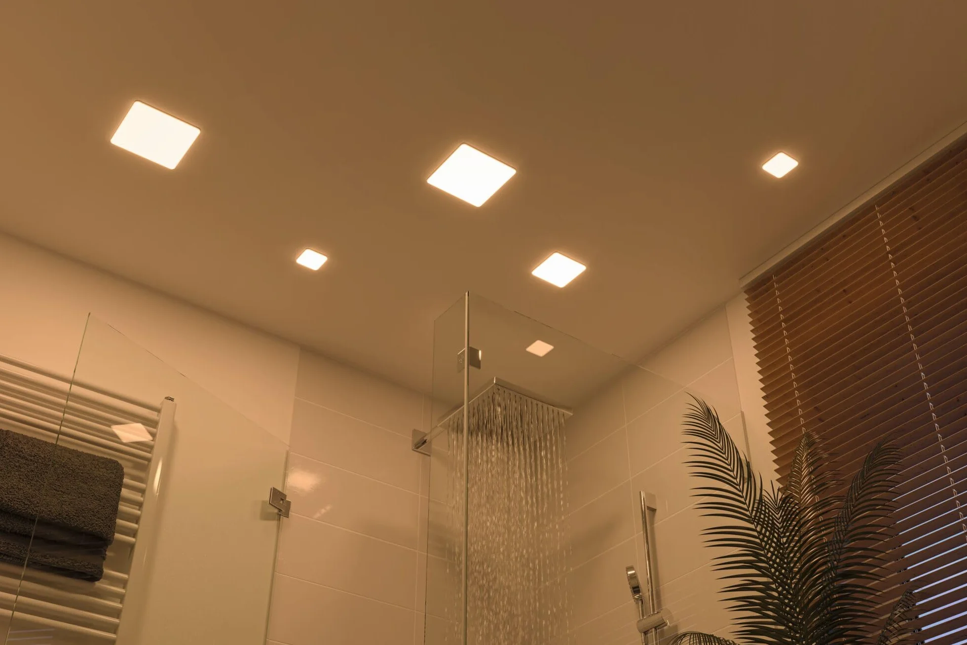 Paulmann 92395 Panel LED, oprawa wpuszczana Veluna VariFit, IP44 185x185mm czworok., w kompl. oprawa sufitowa 1x17 W satyn. tworzywo sztuczne 3000 K