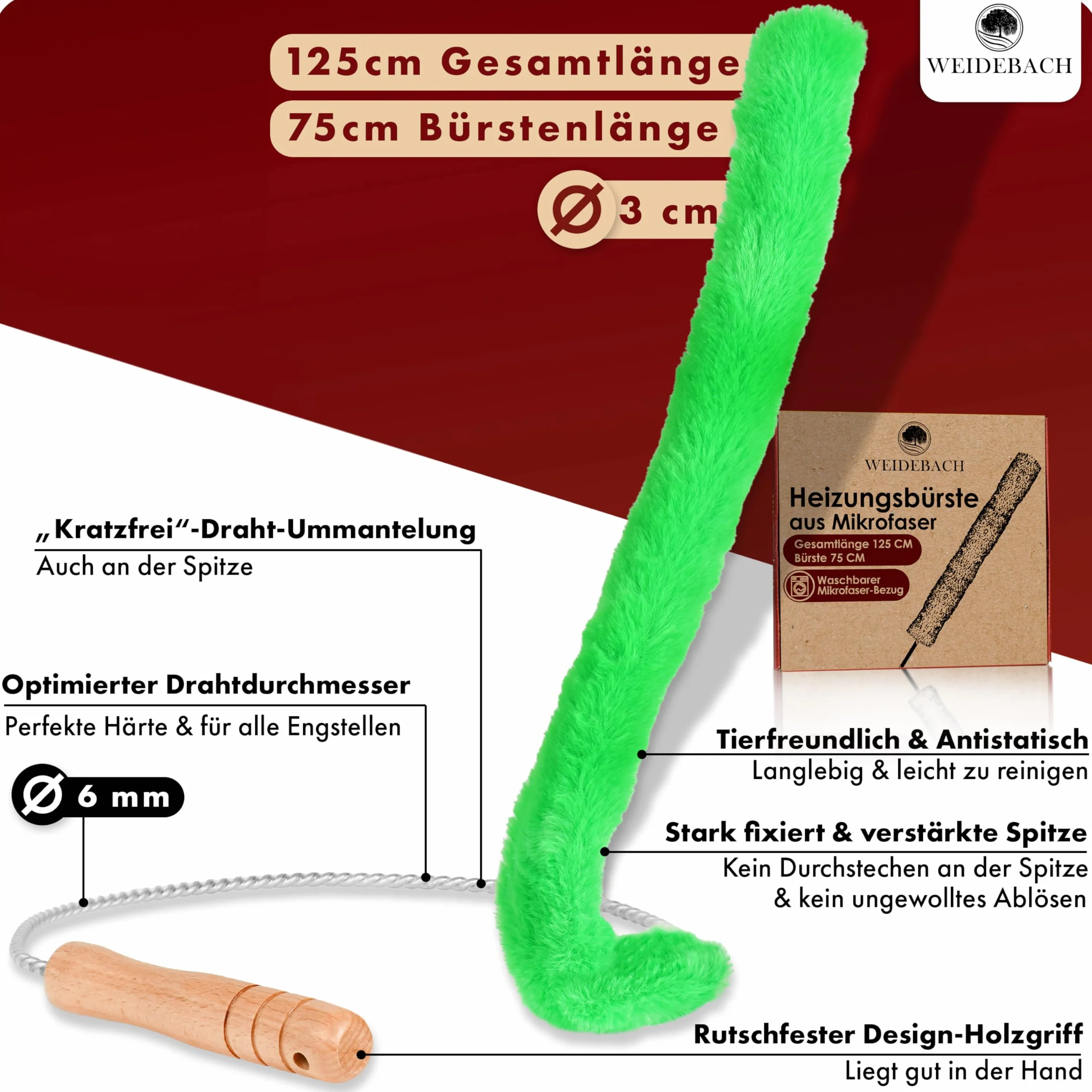 Parent Weidebach szczotka do grzejników mikrofibrów V. 3.0 (mikrofibra 125 cm)