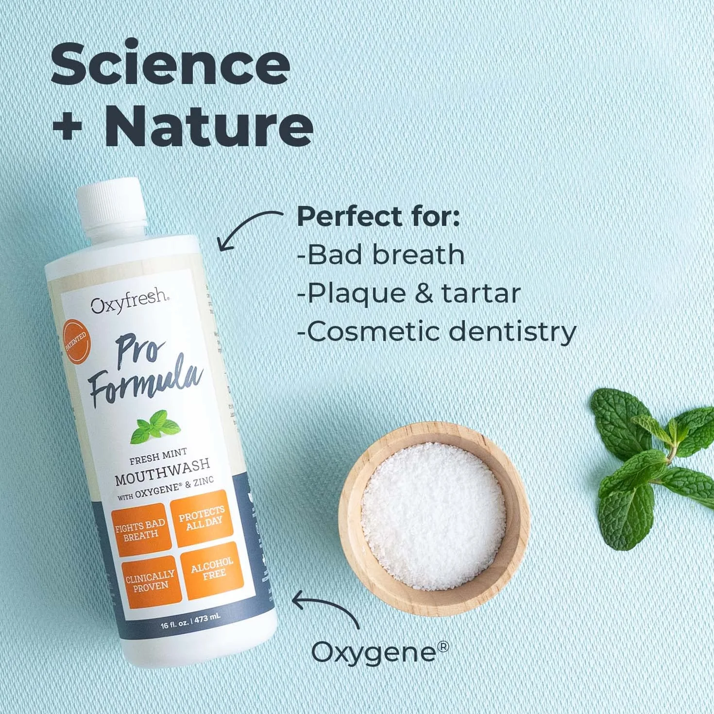 Oxyfresh Zinc Mouthwash: For Long-Lasting Fresh Breath & Healthy Gums. Zalecane Dentist Colors, No Artificial Colors, Alkohol-Free, 16oz. by Oxyfresh