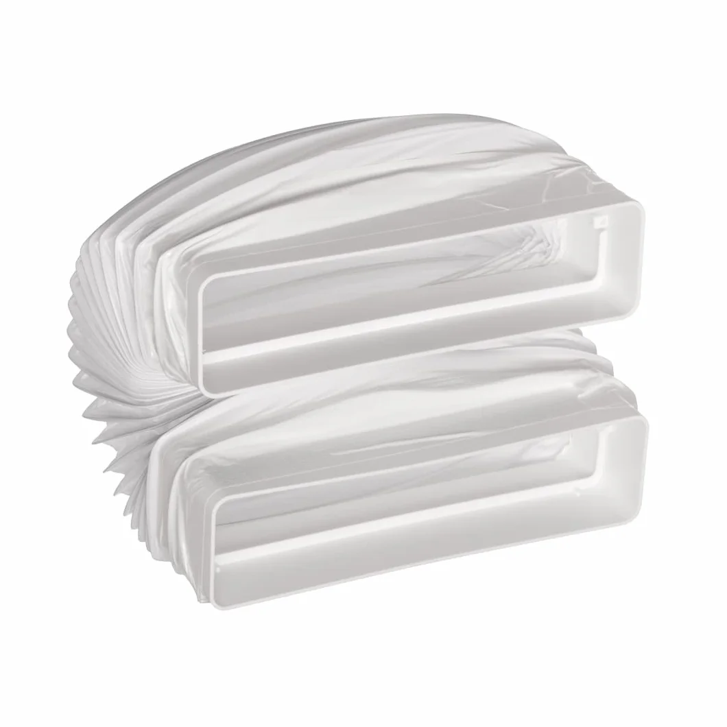 Prostokątny elastyczny wąż kanałowy PCW 220 x 55 mm, długość 50 cm, biały
