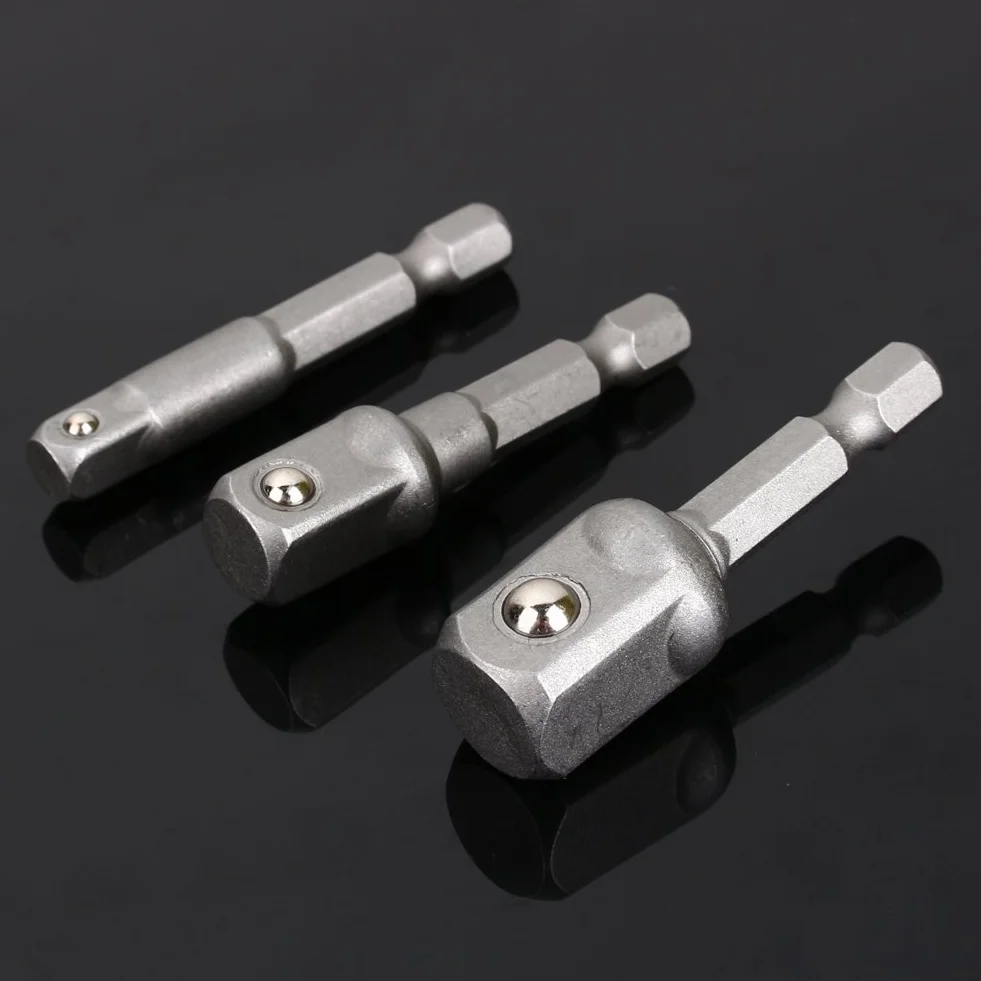 Zestaw kluczy nasadowych, adapter nasadowy do wiertarki Adapter wkrętarki udarowej 1/4" 3/8" 1/2", 3-częściowy zestaw wierteł nasadowych Bar ExSet, do wkrętarki akumulatorowej klucza nasadowego