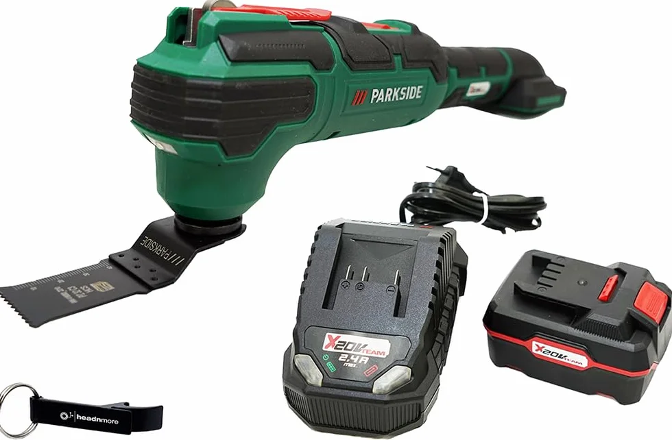HEADNMORE® Bundle – PARKSIDE® akumulatorowe narzędzie wielofunkcyjne 20 V PAMFW 20 + breloczek do kluczy (w zestawie akumulator 1 x 4 Ah)
