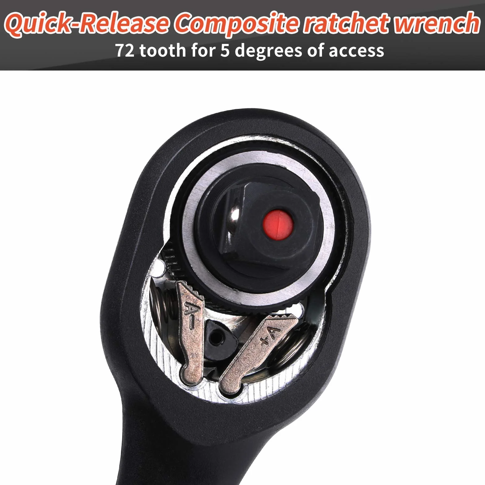 DAKCOS Zestaw kluczy nasadowych 1/4" 3/8" 1/2" z przesuniętym uchwytem kompozytowym z szybkim zwalnianiem 72 zęby