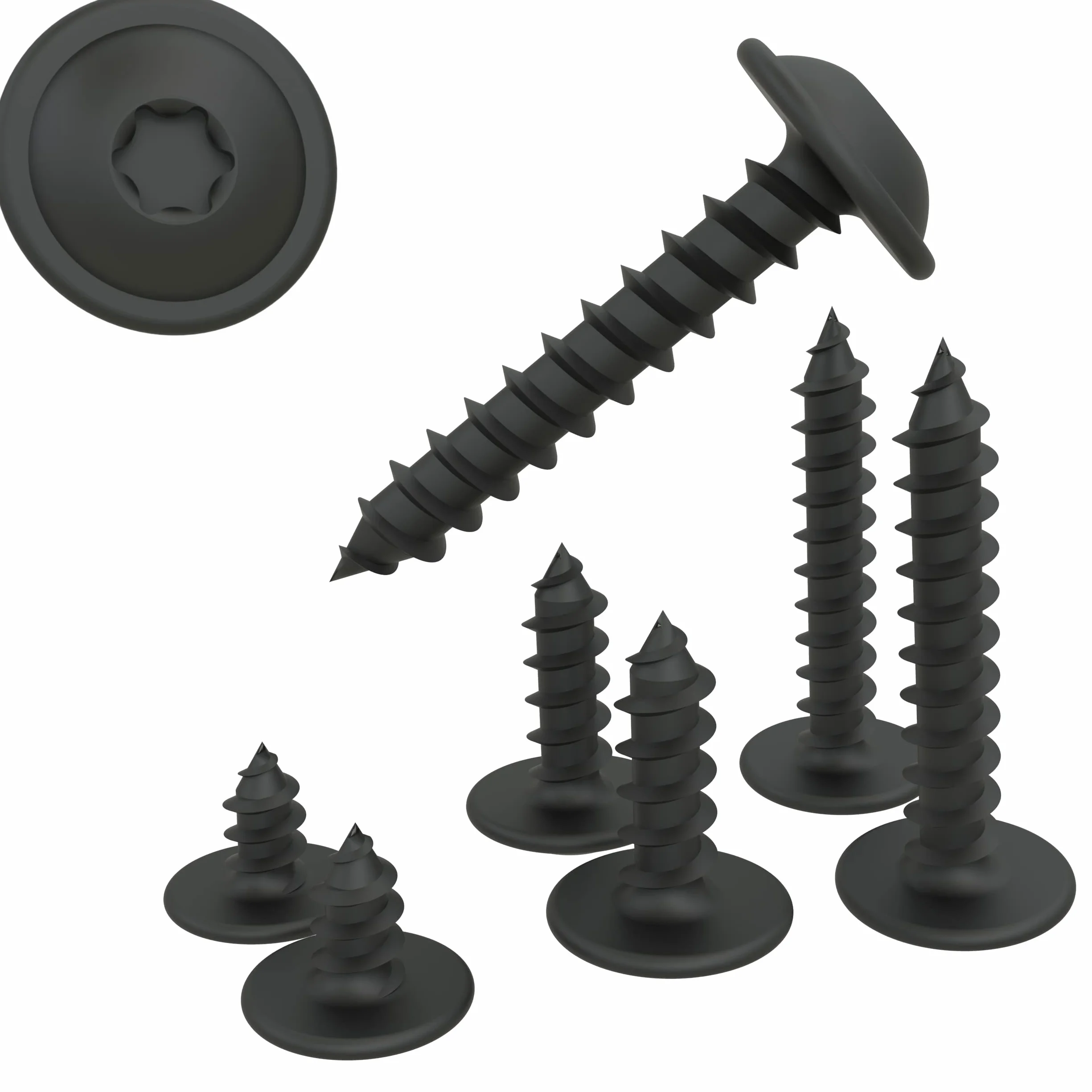 AUPROTEC 100x śruba TORX, wkręt TORX do blach 4,2 x 32 mm łeb płaski, czarny ocynkowany DIN 7049 4,2 x 32 mm, 100 sztuk