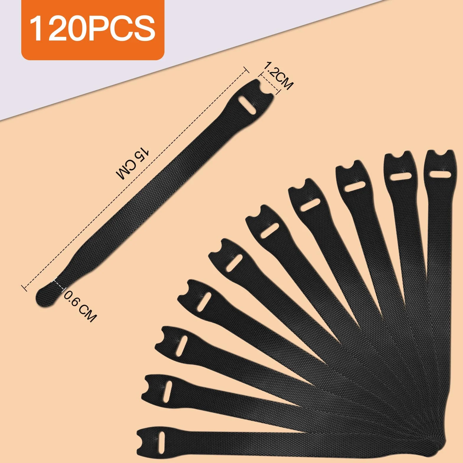 Zivacate 120 Sztuk Wielokrotnego Użytku Opaski Kablowe - 150 x 12 mm nylonowy czarne opaski, organizowania kabli do komputera PC，telewizora，słuchawek i nie tylko