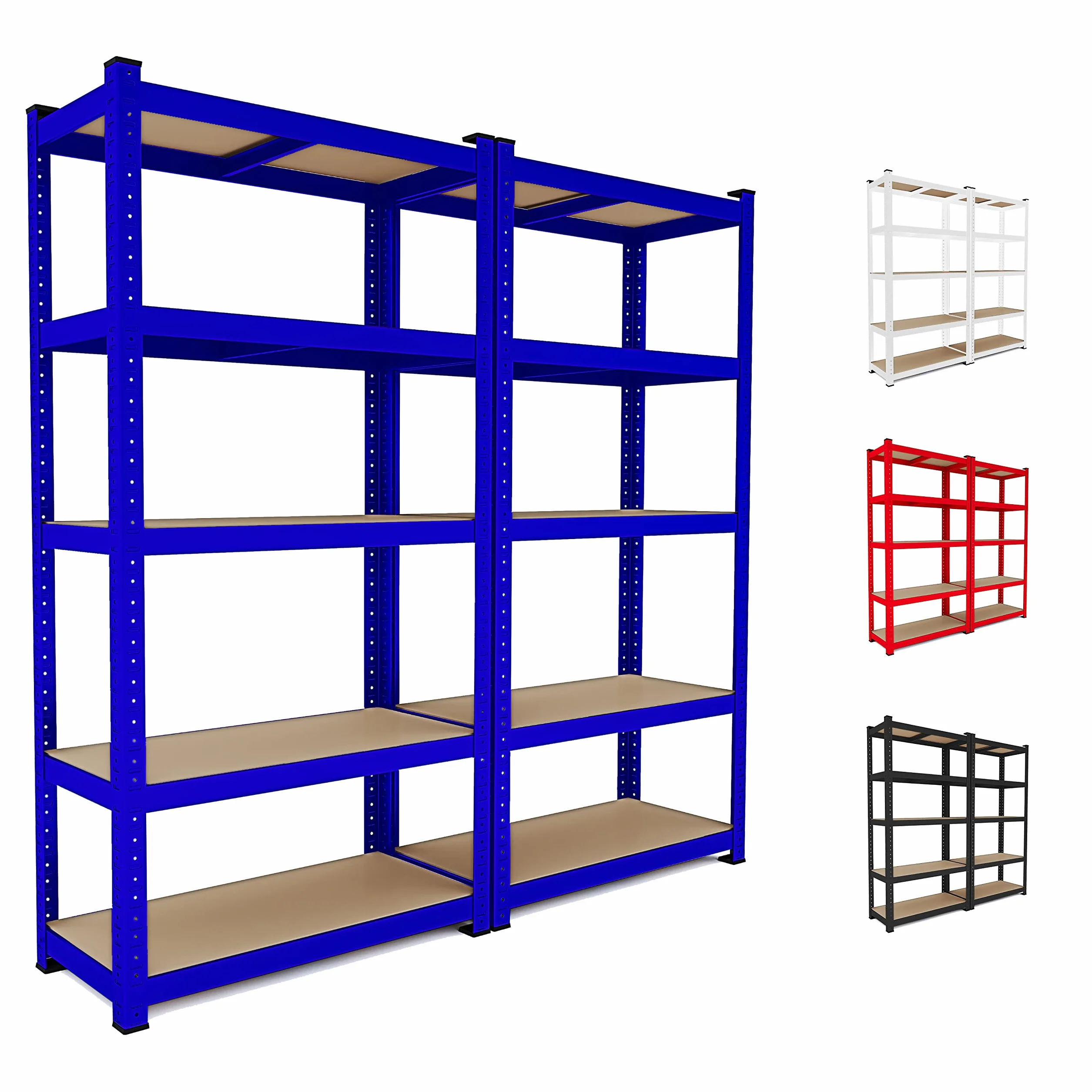 2 Półki Metalowe I MDF Półki o wysokim przepływie do 875 kg Z 5 Regulowanymi Półkami Idealny Do Garażu Warsztat Piwnica Szopa Magazyn Modułowa Projekt 180 x 90 x 40 cm (Niebieski)