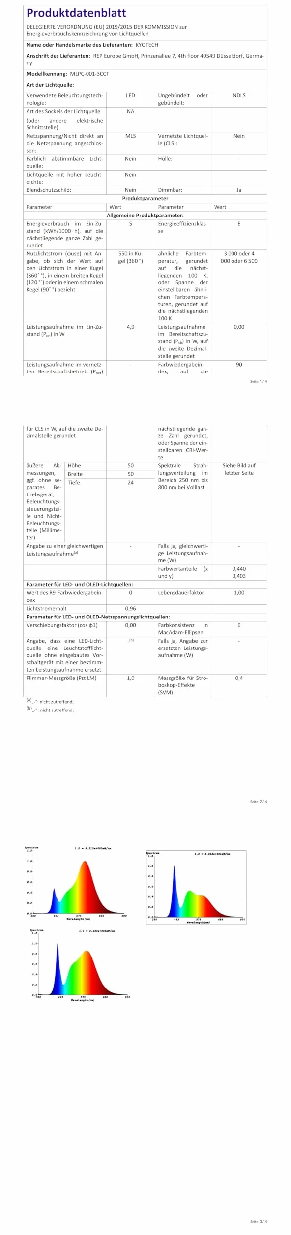 KYOTECH Oświetlenie sufitowe LED, zestaw 4 czarno-złotych wpuszczanych diod LED, możliwość ściemniania, 3000 K-6500K, ciepła biel 500 lm, otwór 65-68 mm, do kuchni, sypialni, salonu
