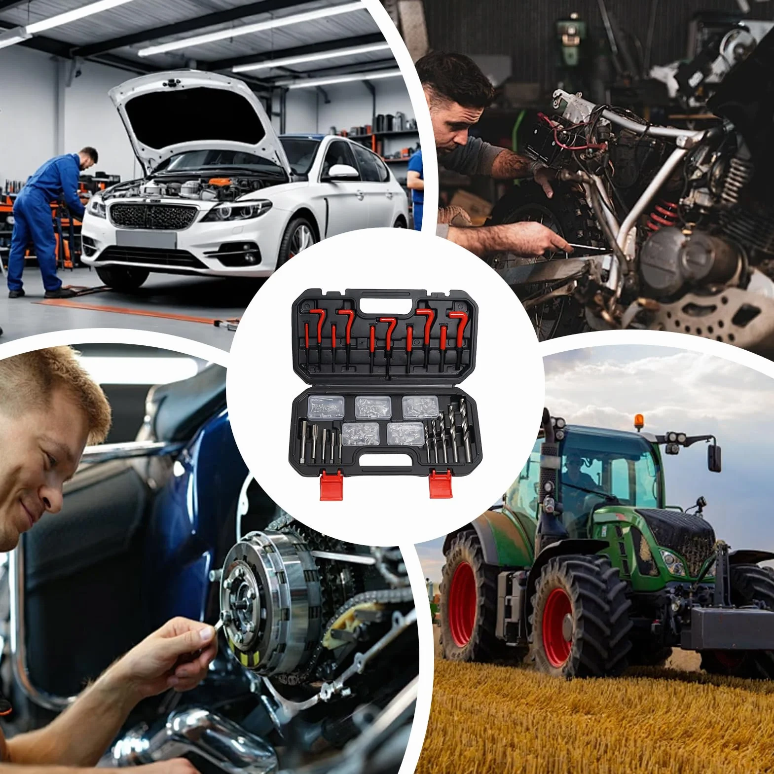 Générique Zestaw Helicoil Rozwiązanie do szybkiej naprawy o wysokiej wytrzymałości | Zestaw naprawczy gwintu silnika do maszyn przemysłowych, głowicy cylindrów i warsztatów