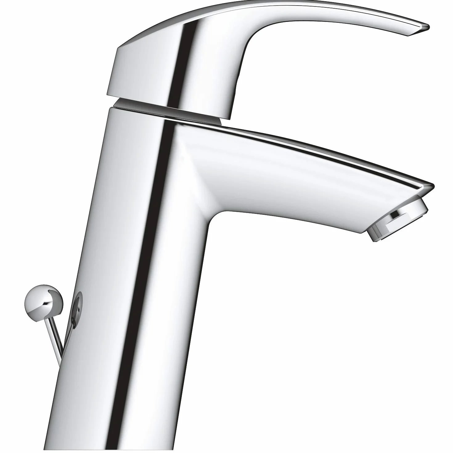 GROHE Eurosmart - Bateria umywalkowa z zestawem odpływowym (średnio wysoka wylewka, metalowa dźwignia, technologia oszczędzania wody, głowica ceramiczna 28 mm, króćce 3/8 cala), rozmiar 169 mm, chrom
